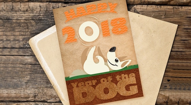 Year Of The Dog Card SVG Image File Download for Craft Projects Sale