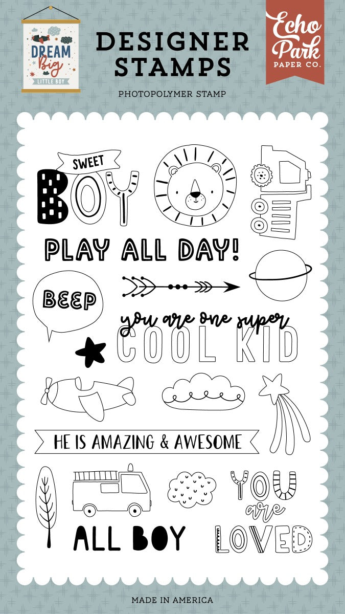 Sweet Boy Stamp Set – Dream Big Little Boy – Echo Park Discount
