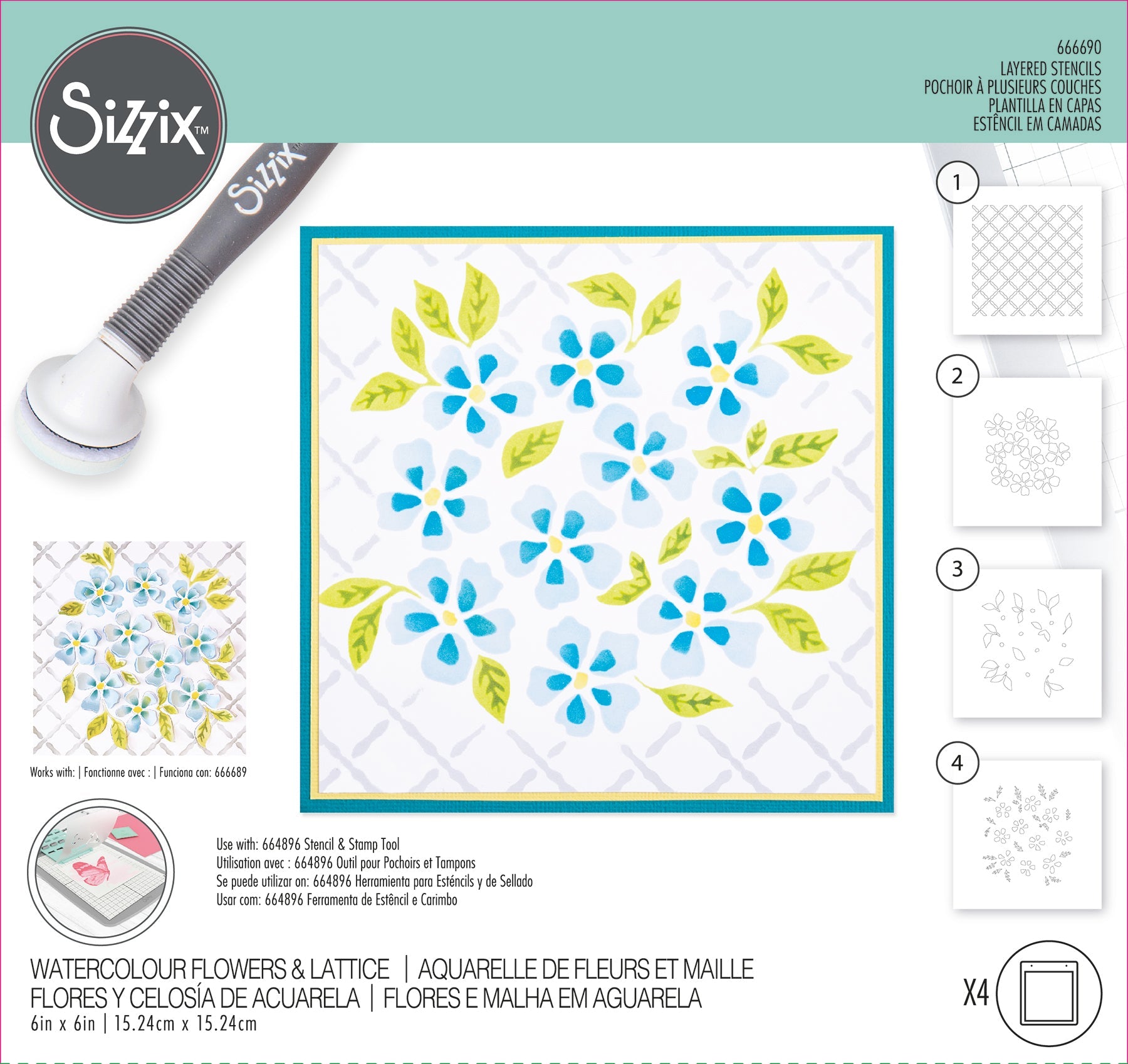 Watercolour Flowers & Lattice Layered Stencil by Eileen Hull – Sizzix Discount