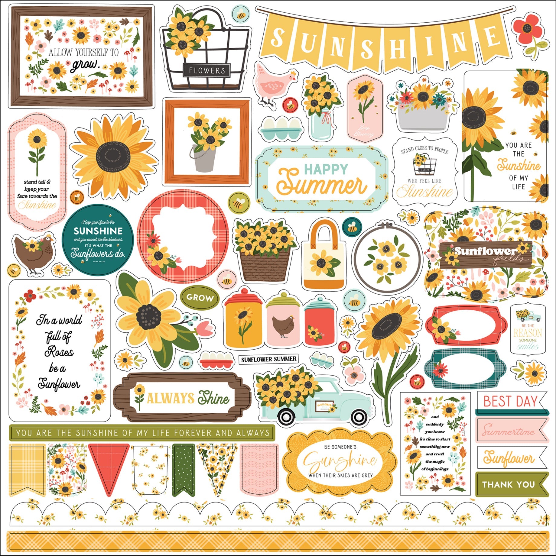 Sunflower Summer Element Stickers – Carta Bella Online Sale