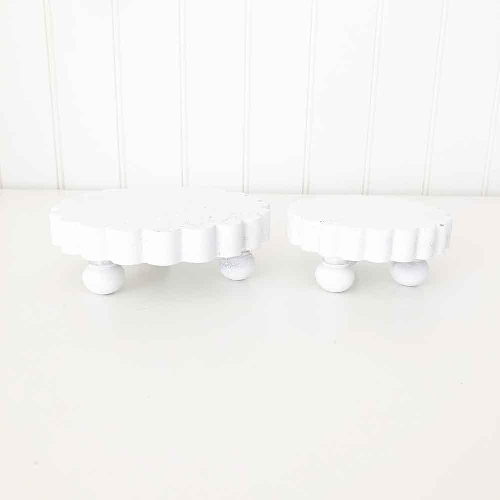 White Mini Scalloped Risers (Set of 2) – Trays and Stands – Foundations Decor Discount