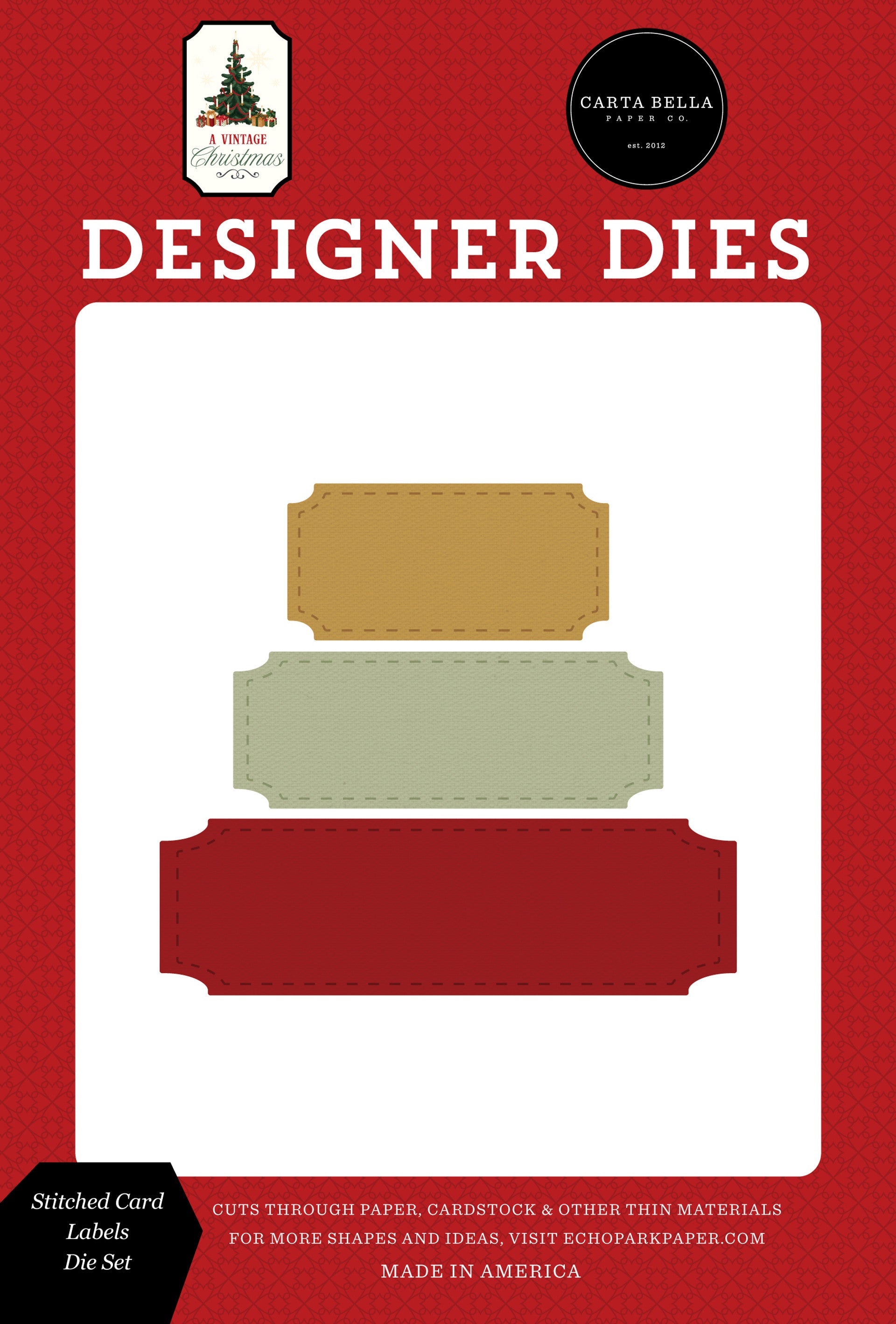 Stitched Card Labels Die Set – A Vintage Christmas – Carta Bella Hot on Sale