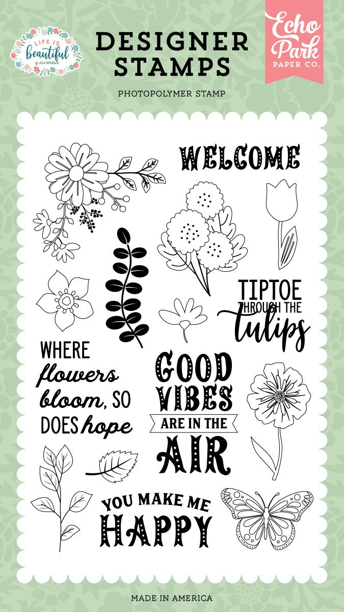 Where Flowers Bloom Stamp Set – Life Is Beautiful – Echo Park Discount