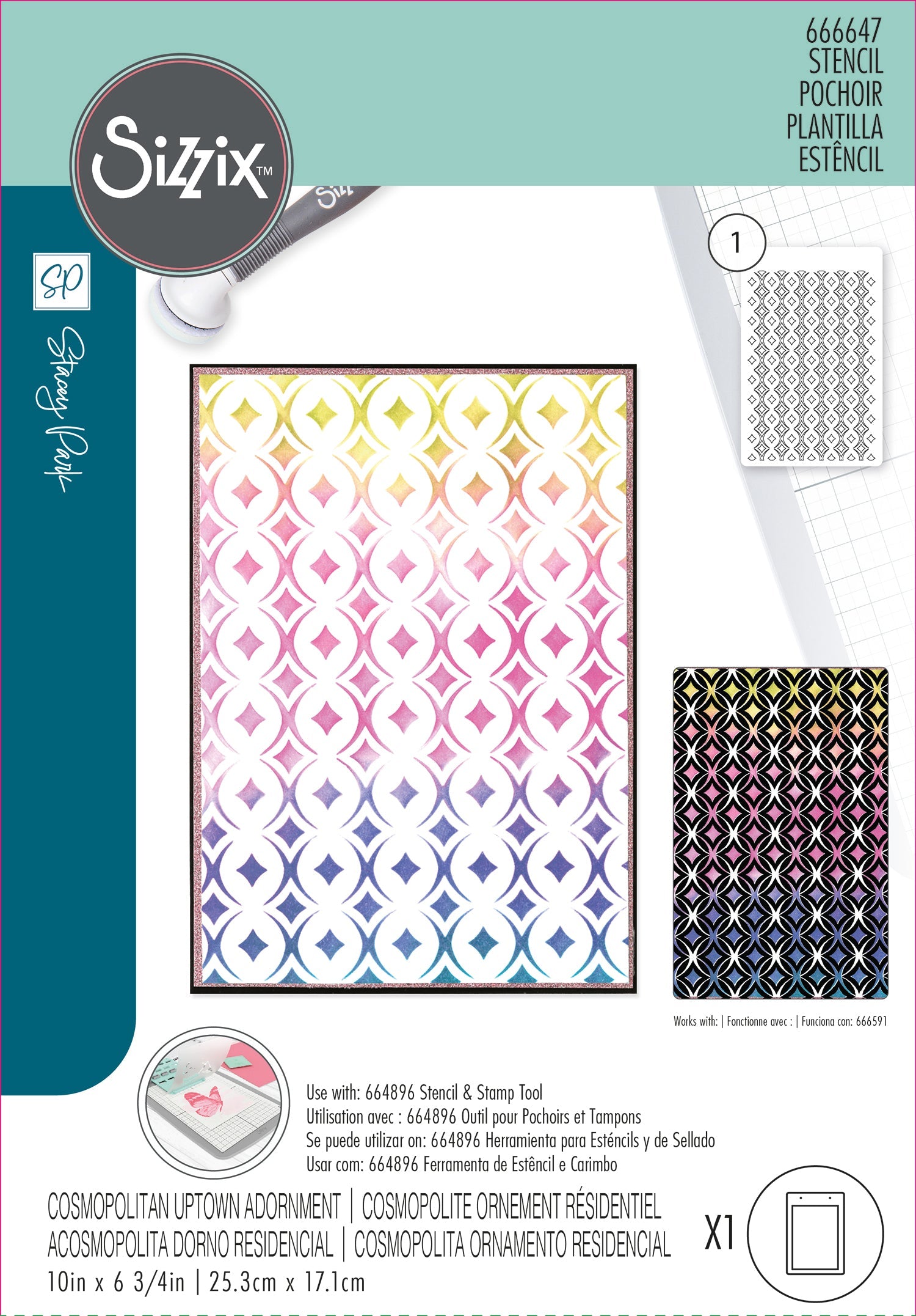 Uptown  Adornment A5 Stencil (Cosmopolitan Series) by Stacey Park – Sizzix Fashion