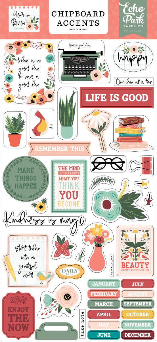 Year In Review 6×13 Chipboard Accents – Echo Park Fashion