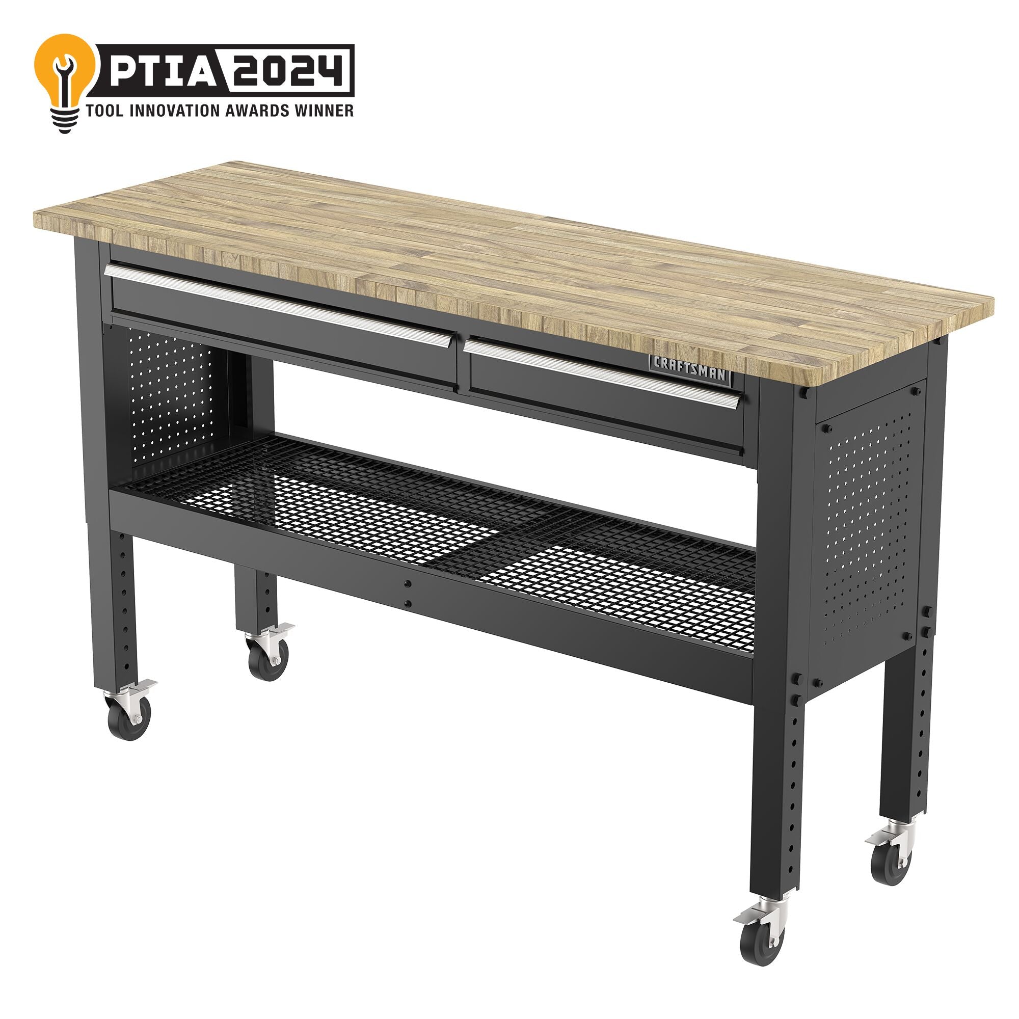 6 Foot Wide 2-Drawer Adjustable Height Mobile Workbench – Black Discount