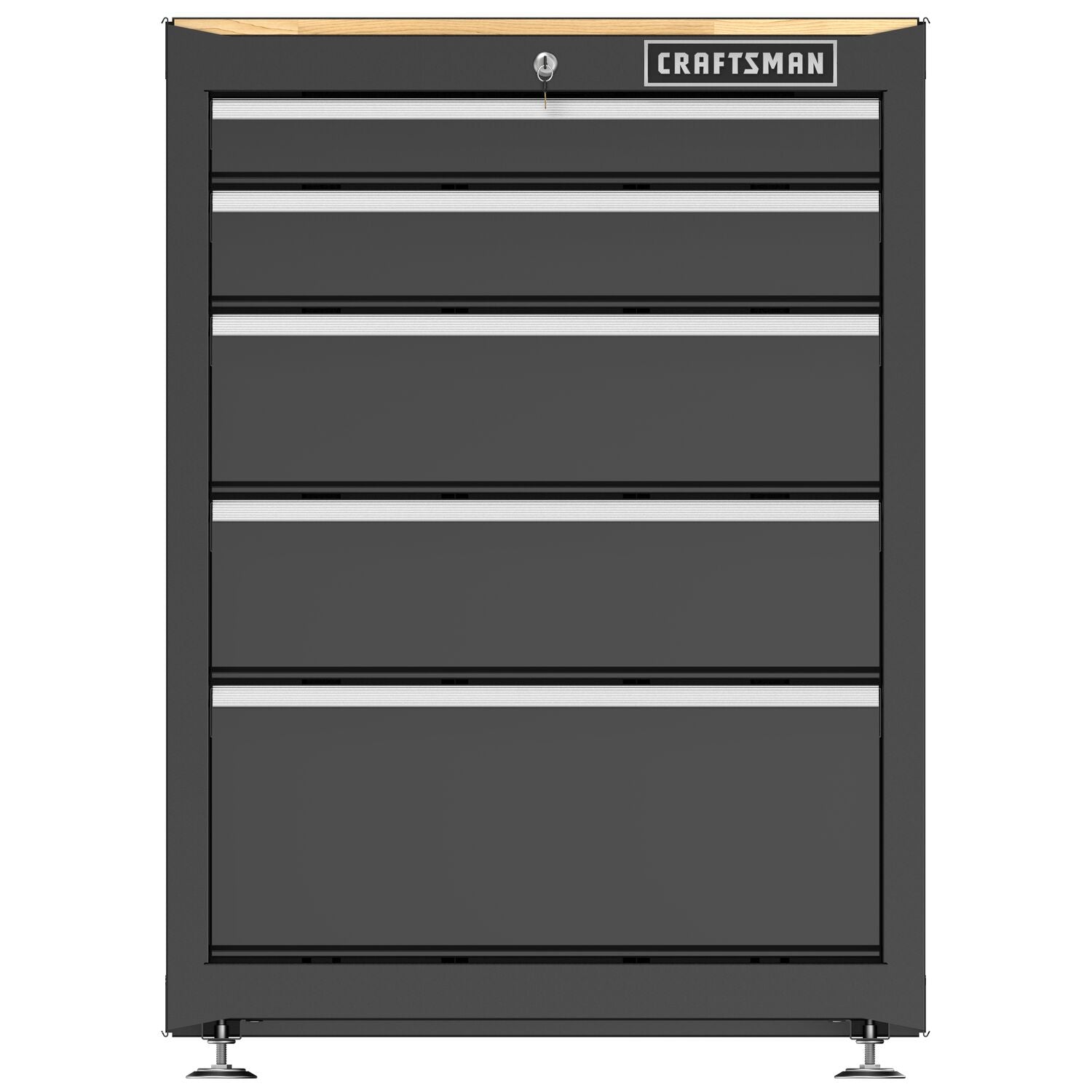 26.5 Inch Wide 5-Drawer Tool Cabinet with 1 Inch Thick Wood Work Surface – Black Discount