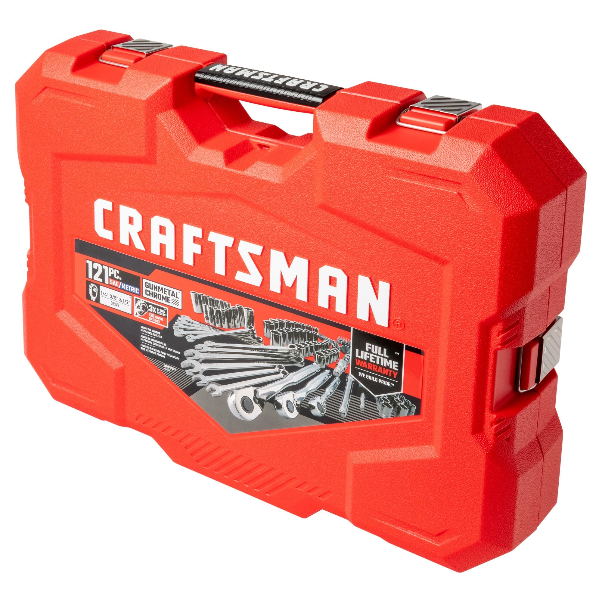 121 Pc. Gunmetal Chrome Mechanic Tool Set Online now