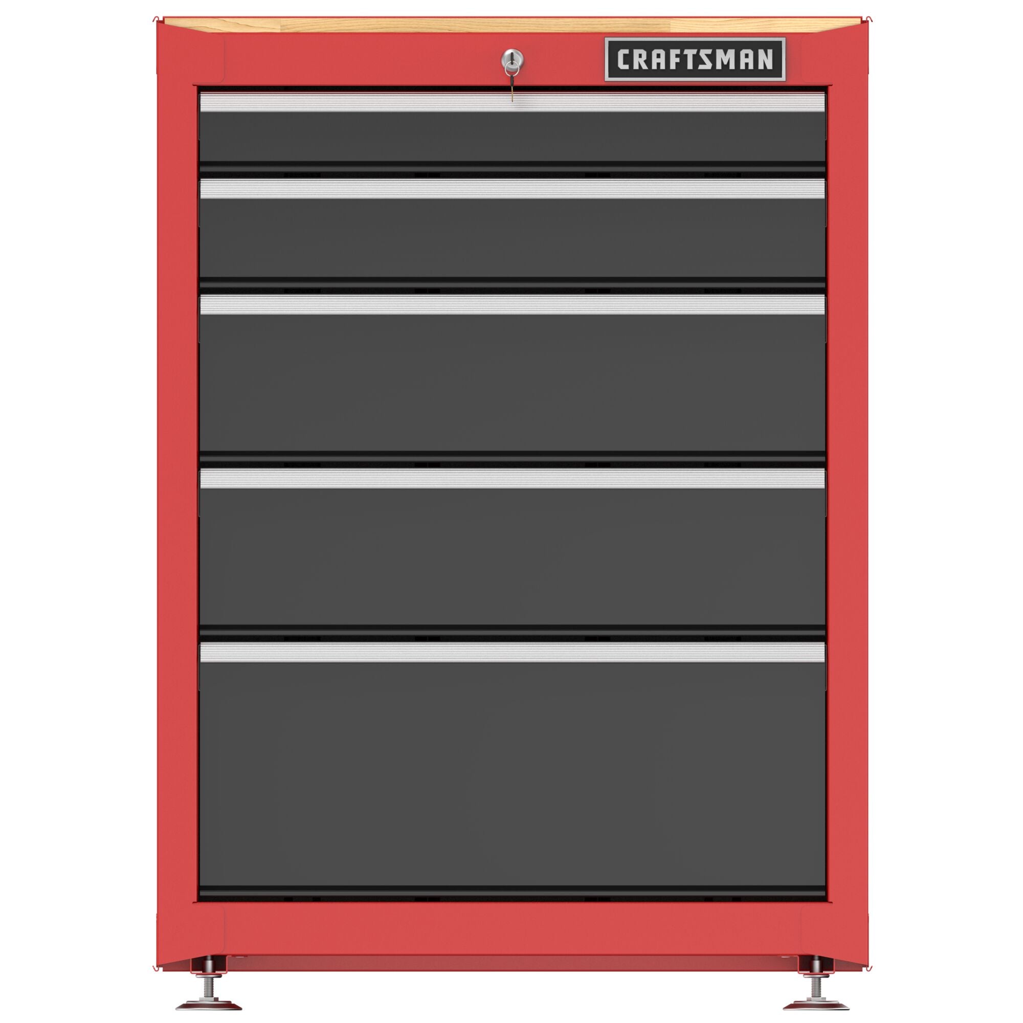 26.5 Inch Wide 5-Drawer Tool Cabinet with 1 Inch Thick Wood Work Surface – Red Sale