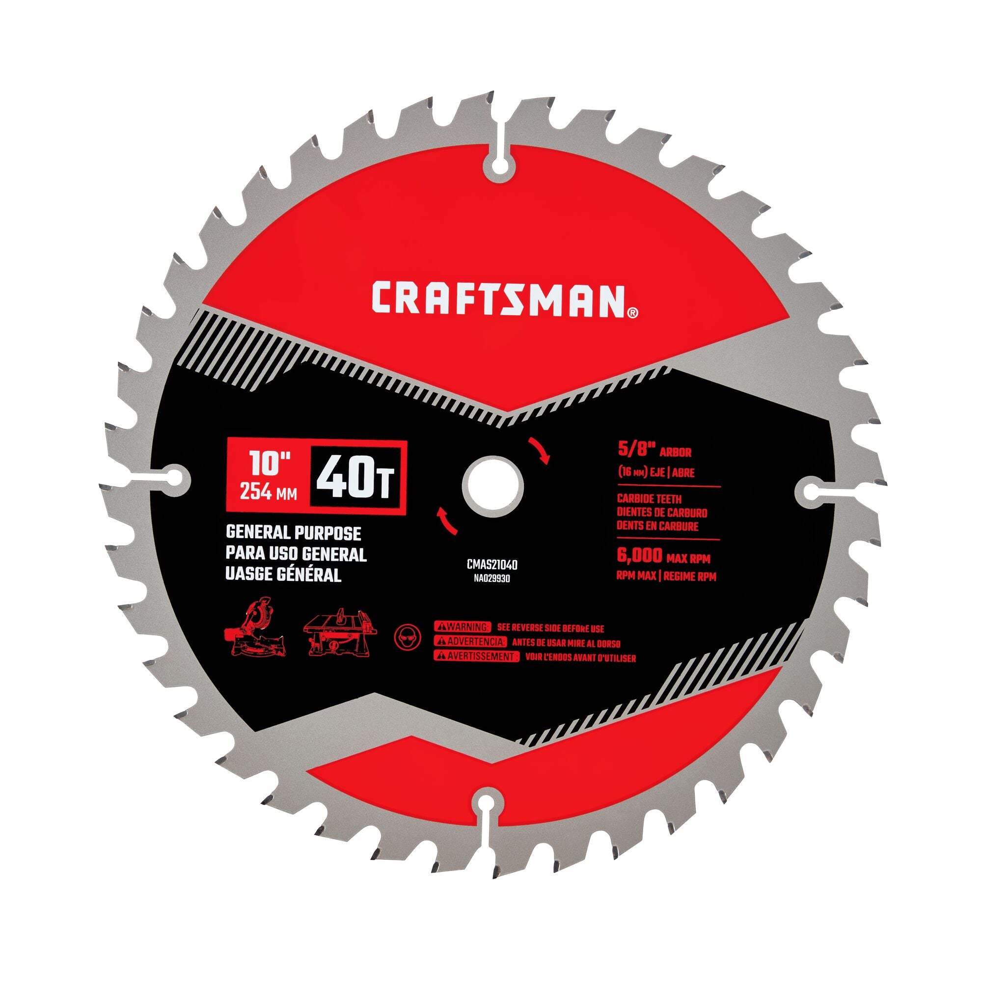 10 In Table Saw Blade 60 Tooth with 5/8 in Arbor (1 Pack) Supply