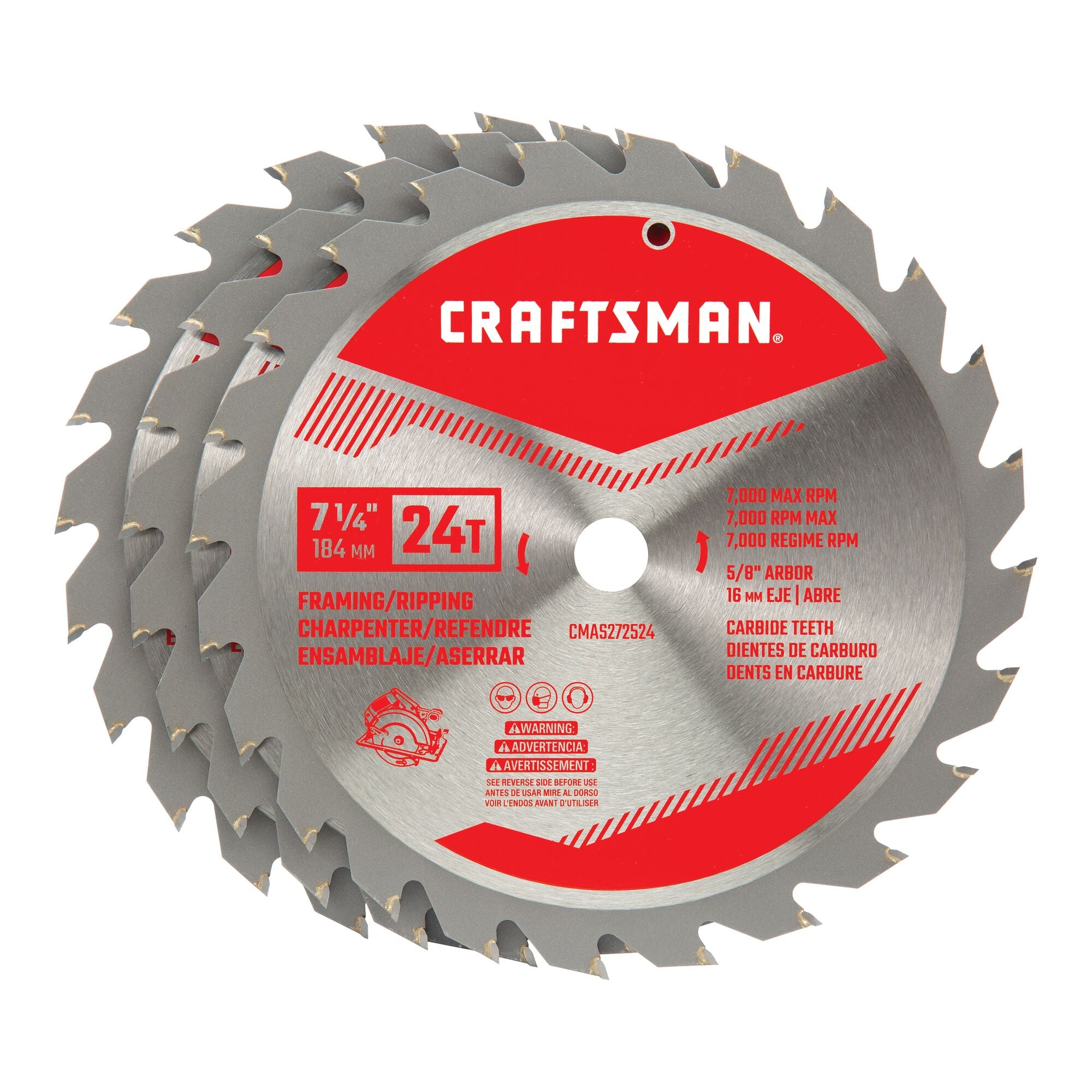 7-1/4-in 24T Framing/Ripping Saw Blades (3 PK) Hot on Sale