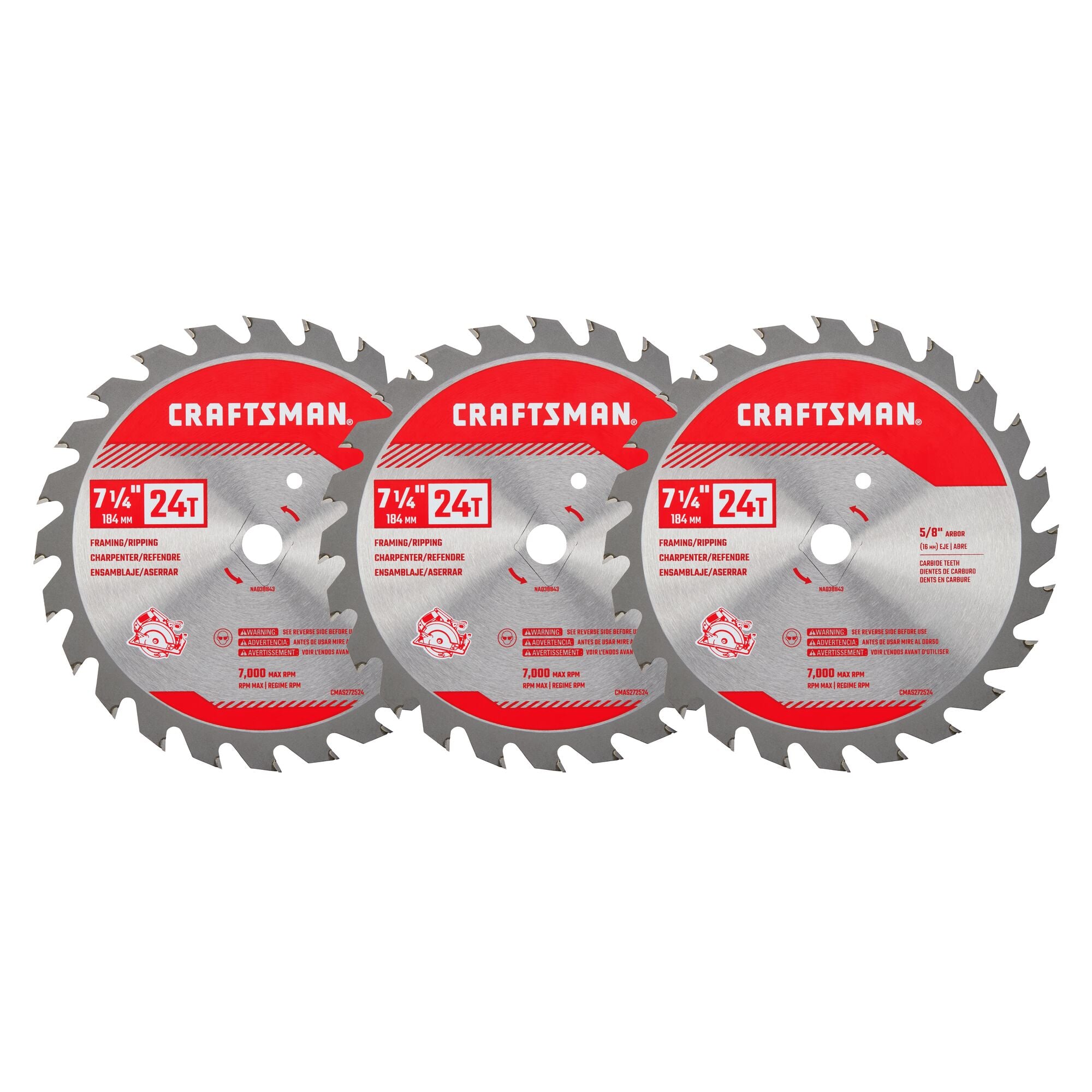 7-1/4-in 24T Framing/Ripping Saw Blades (3 PK) Hot on Sale