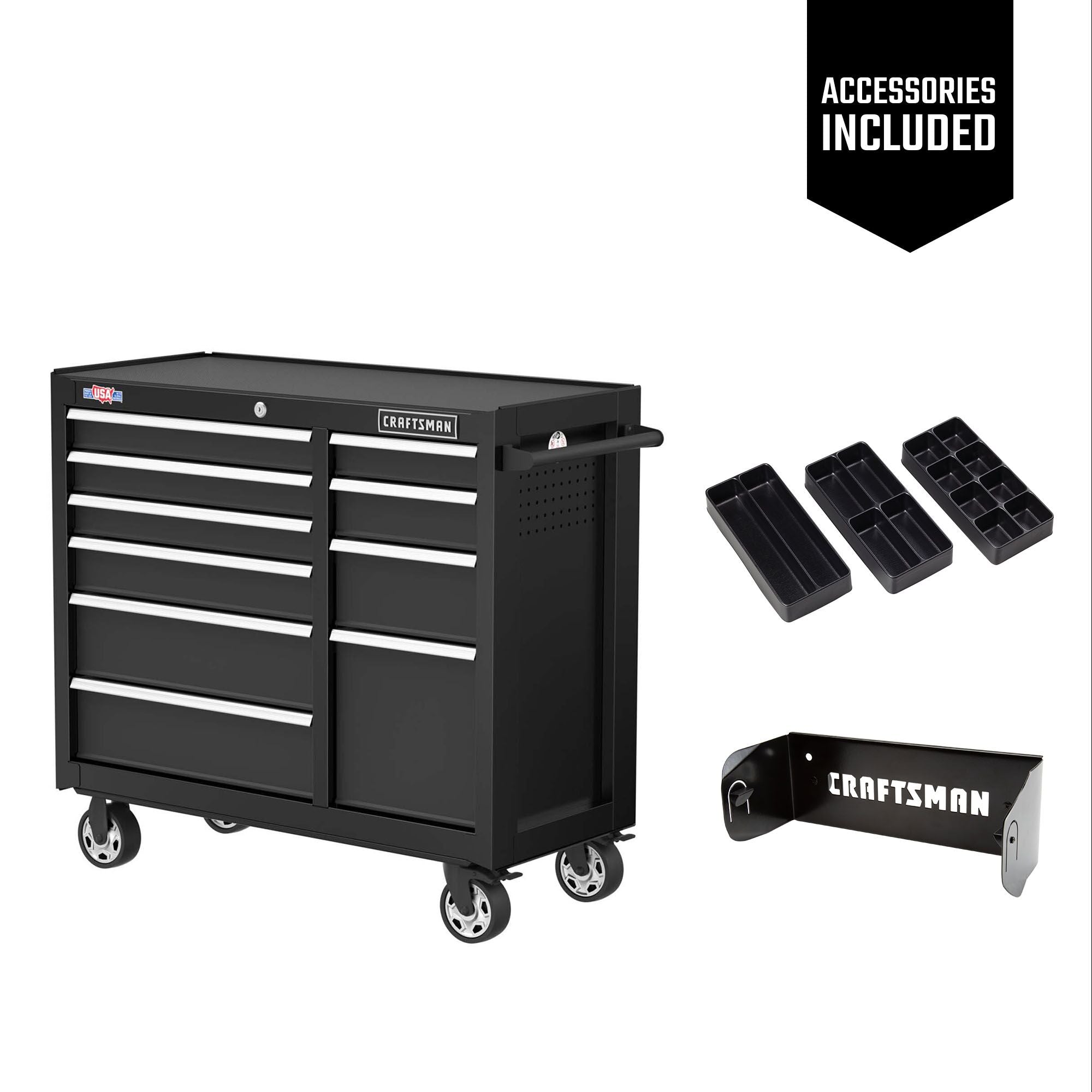 S2000 Series  41 Inch Wide 10-Drawer Rolling Tool Cabinet With Tray & Towel Holder (CMST341102BK) Online now