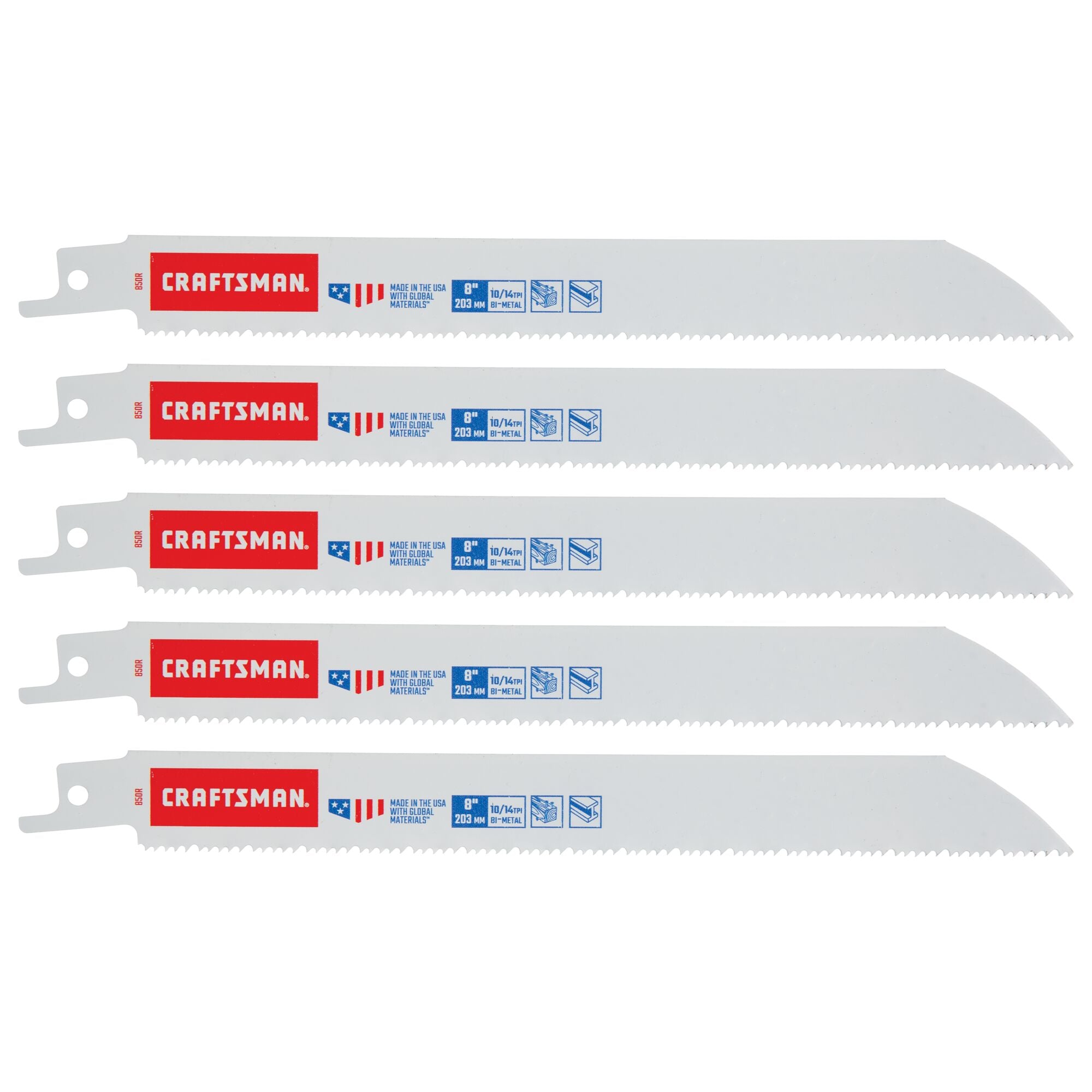 Reciprocating Saw Blades, 8-Inch, 10/14 Tpi, Wood/Metal, 5-Piece Hot on Sale