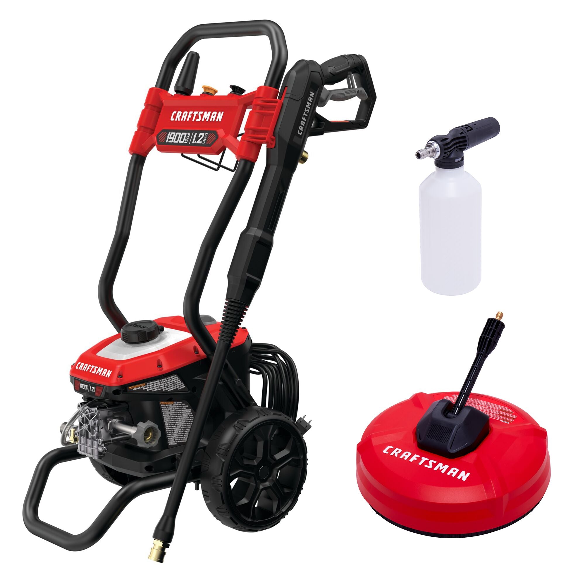 Electric Cold Water Pressure Washer (1900 MAX PSI*) with 12″ Surface Cleaner and Soap Applicator Hot on Sale