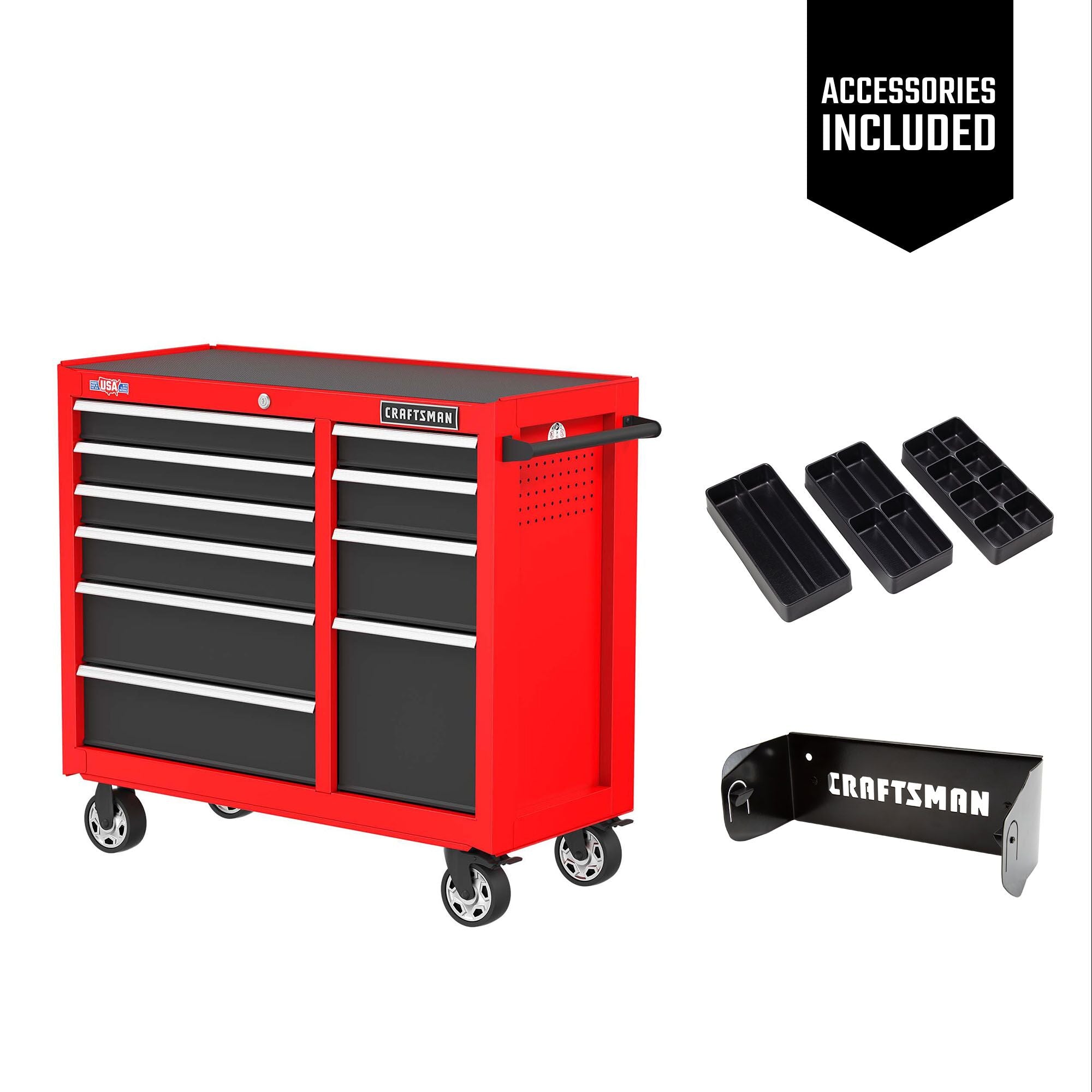 S2000 Series  41 Inch Wide 10-Drawer Rolling Tool Cabinet With Tray & Towel Holder (CMST341102RB) Online Sale