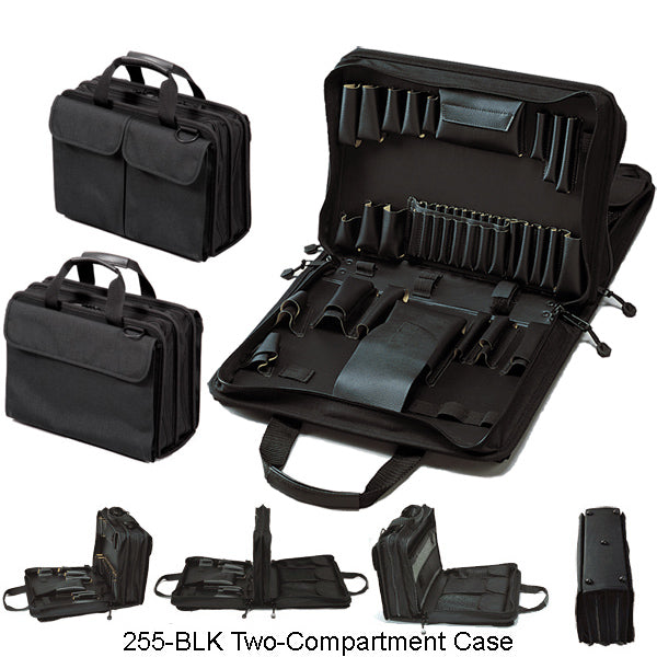 Crawford 255-BLK Double-Sided 2-Compartment Soft Sided Zipper Tool Case 16″ x 11″ x 5″ Hot on Sale