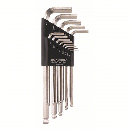 Bondhus 26937 Ball End Inch Hex Key Set 13 Pieces .050″ to 3/8″ with BrightGuard Finish Fashion