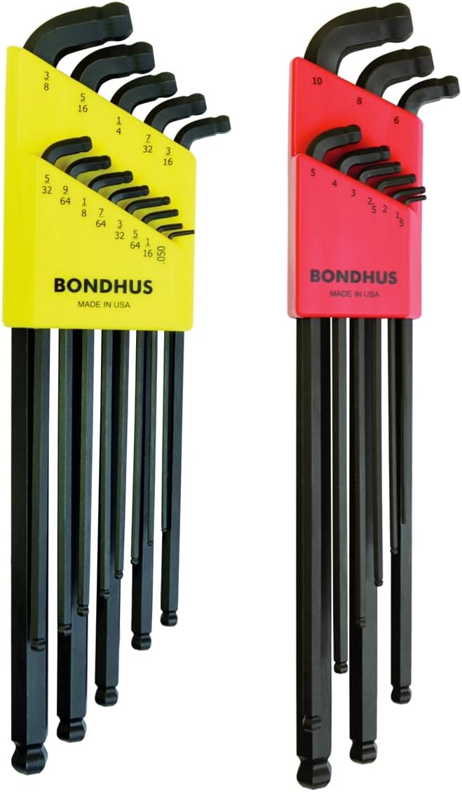 Bondhus 27098 Inch + Metric Stubby Double Ball End L-Wrench (Hex Key) Set Twin Pack Hot on Sale