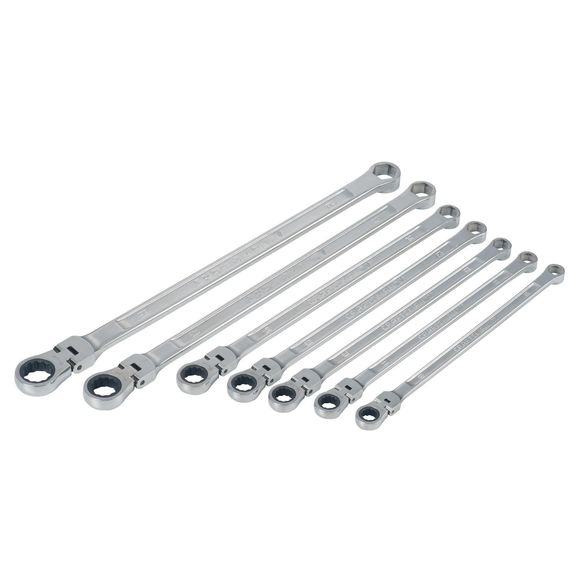 V-Series™ XXL Metric Ratcheting Single Flex™ Head Double Box End Wrench (7 pc) Online Hot Sale