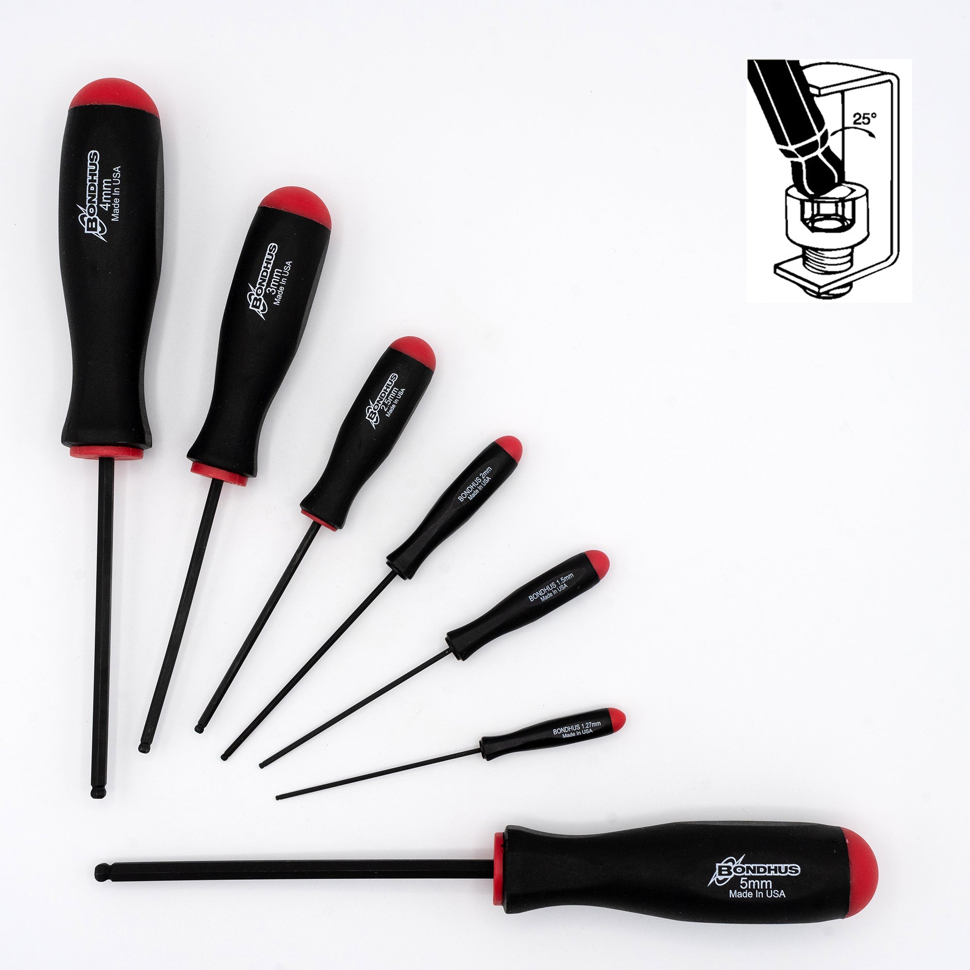 Bondhus 10687 Metric Ball End Hex Driver Balldriver Screwdriver Set 1.27mm to 5mm 7 Piece Online