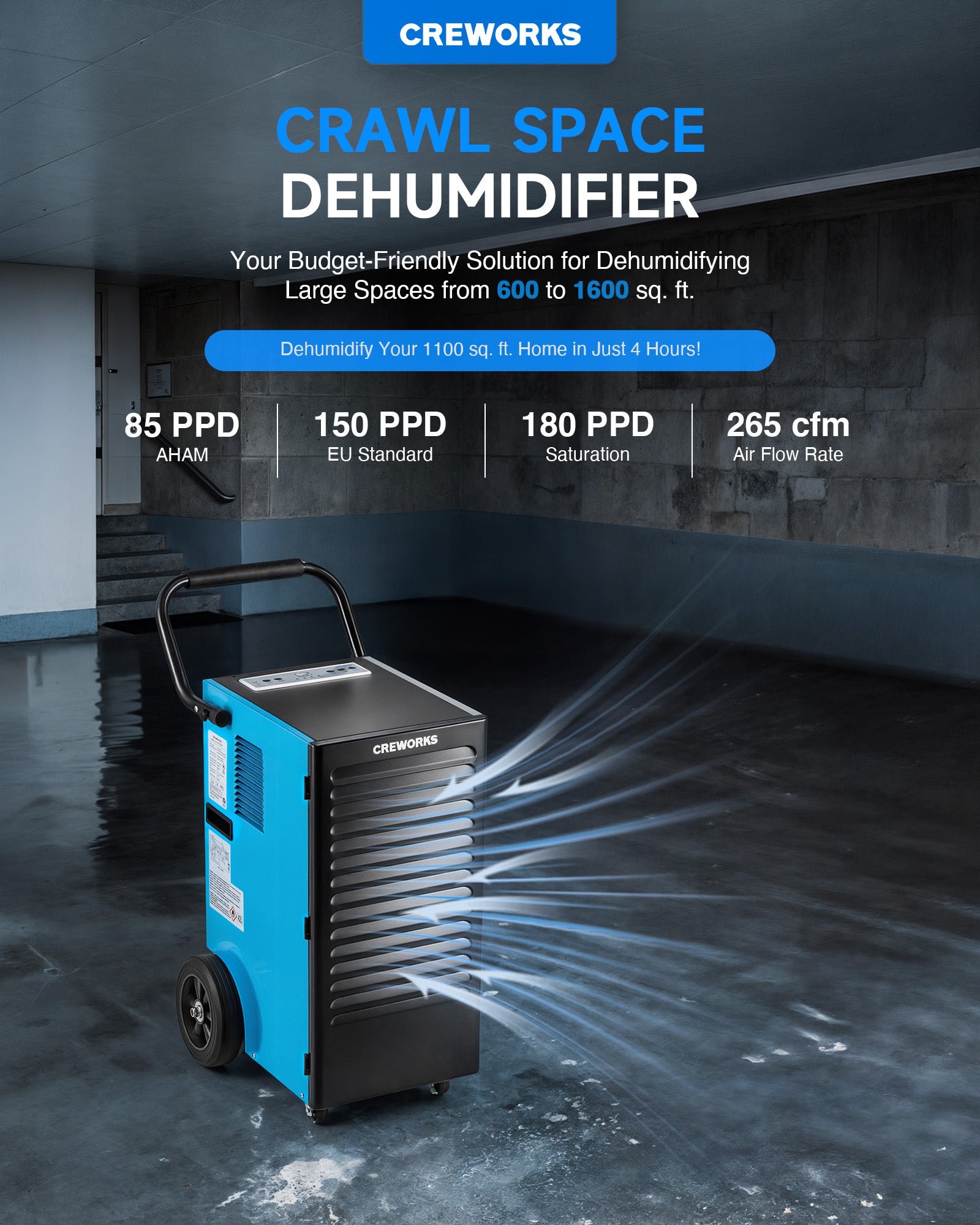 180 PPD Commercial Dehumidifier with Auto Defrost Smart Adjustable Timer & Humidity Level Online now