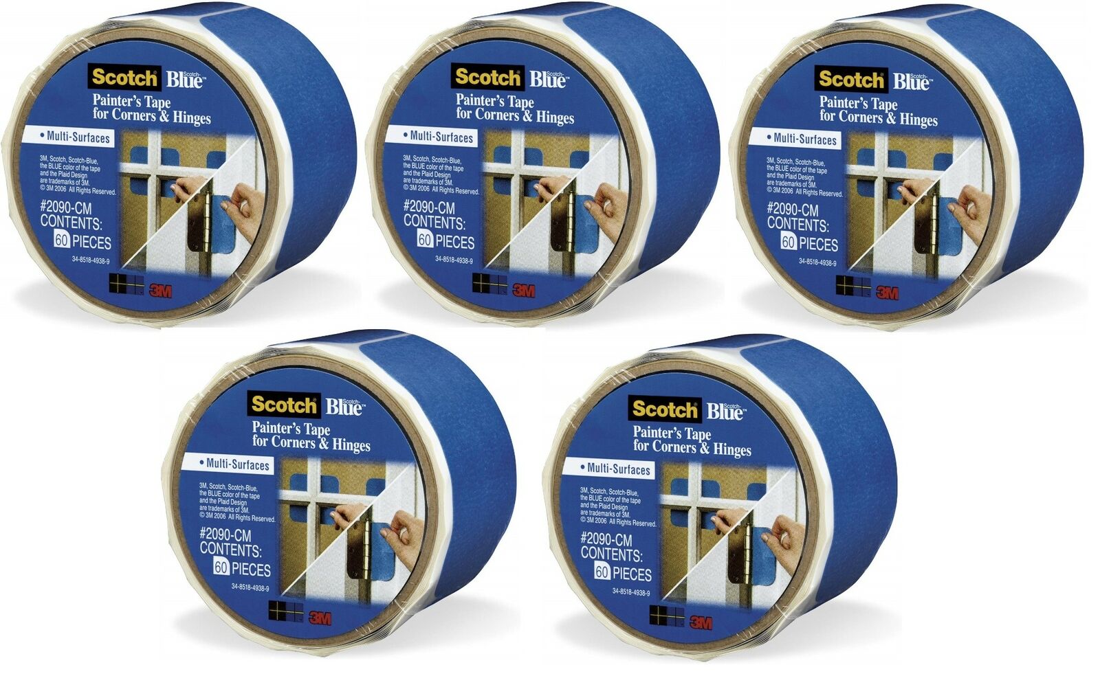 3M ScotchBlue 2090-CM Multi-Surface Painters Tape For Corners & Hinges (5 Rolls) Hot on Sale