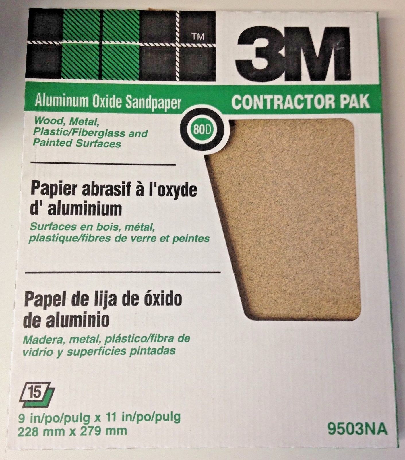 3M 9503NA 9″ x 11″ 80D Grit Aluminum Oxide Sandpaper 15 Sheets Hot on Sale
