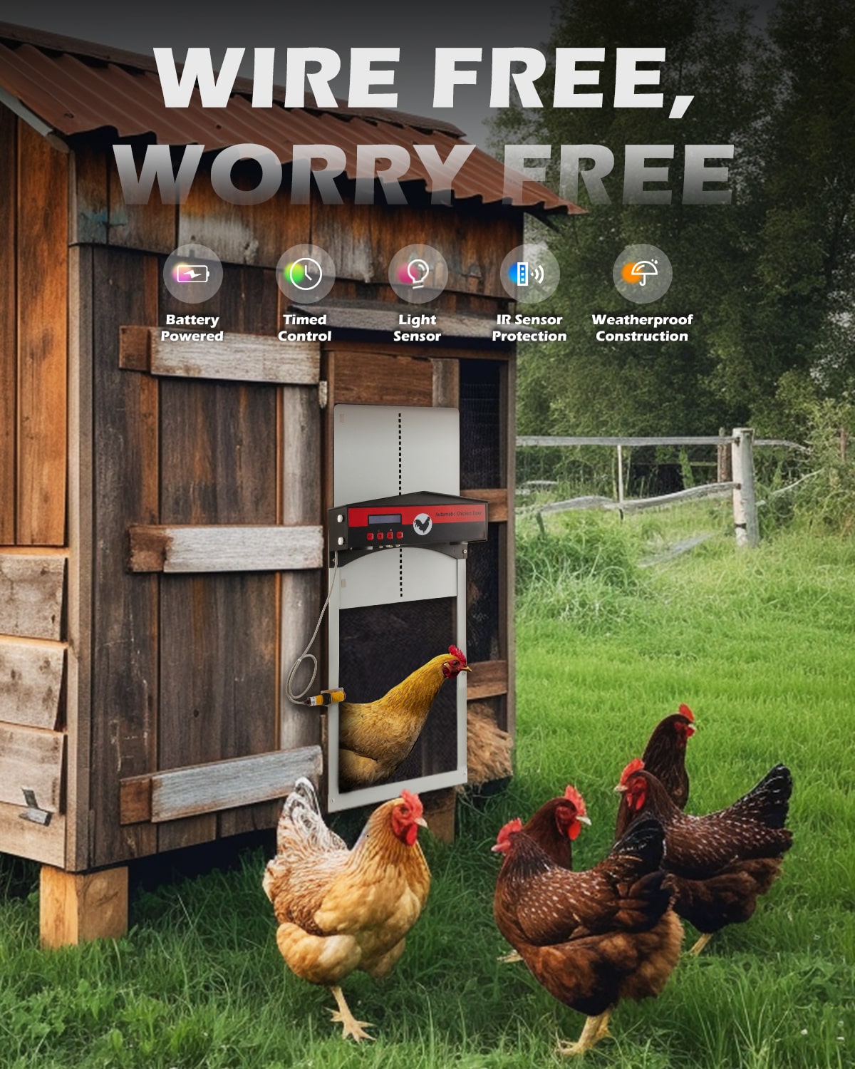 CO-Z Automatic Chicken Coop Door with Timer Control and Light Sensor Discount