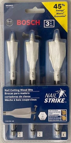 Bosch NS5003 3 Piece Nail Strike Wood-Boring Spade Drill Bit Set Fashion