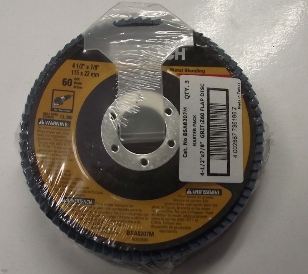 BOSTITCH BSA8207M 4-1/2″ x 7/8″ Z60 T29 Flap Disc 3pcs. on Sale