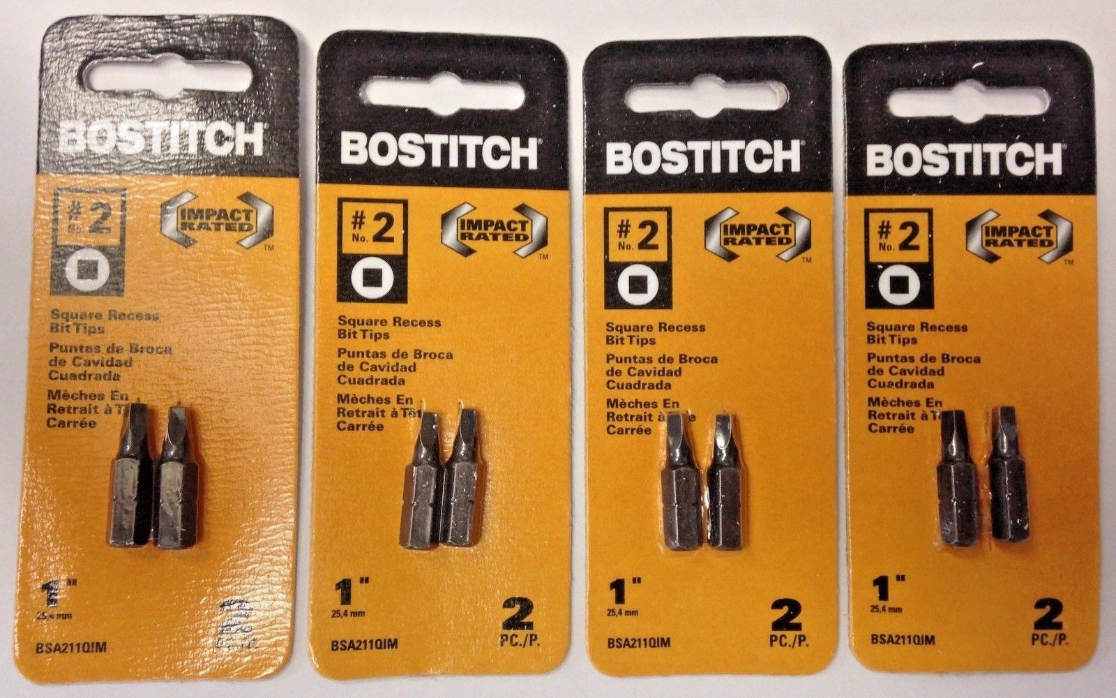 Bostitch BSA211QIM #2 1″ Square Recess Bit Tips 4-2 Packs Hot on Sale