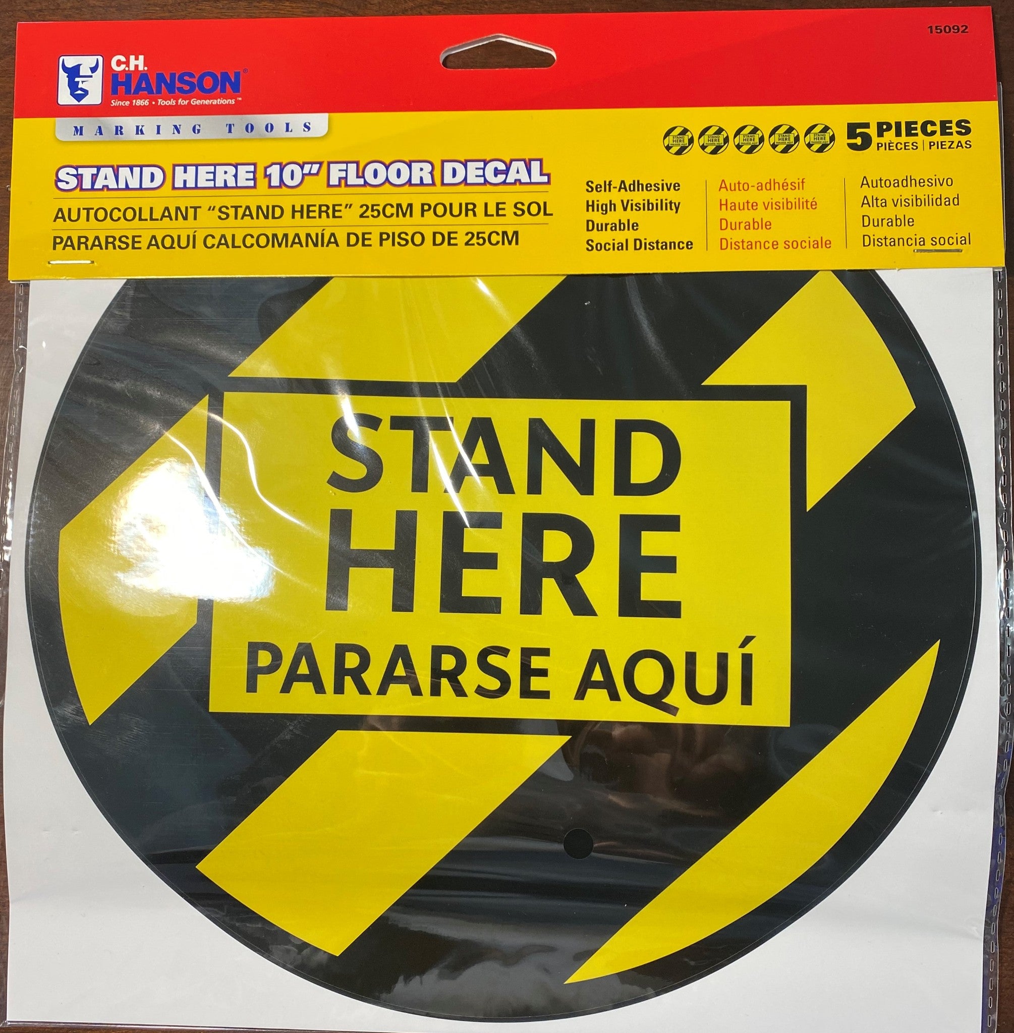 CH Hanson 15092 Stand Here Floor Decal, Yellow 5 Decals Online Sale
