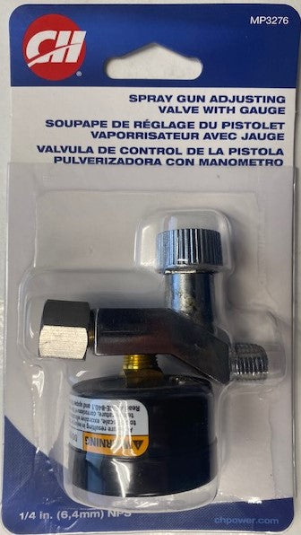 Campbell Hausfeild MP3276 Spray Gun Air Adj Valve w Gauge 1/4” Online Hot Sale