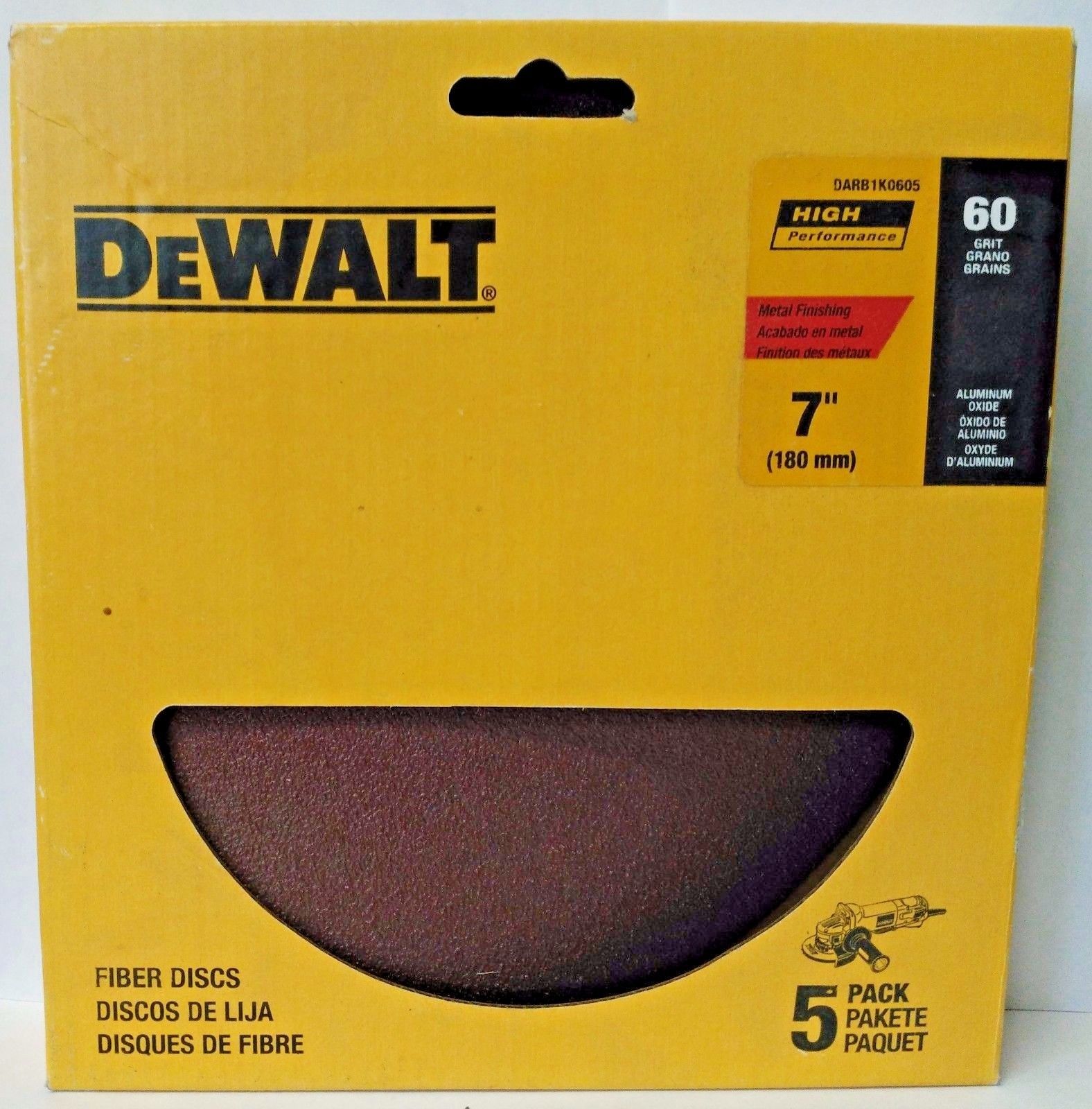 Dewalt DARB1K0605 7″ 60 Grit Aluminum Oxide Fiber Resin Sanding Discs 5 Pack Online Hot Sale