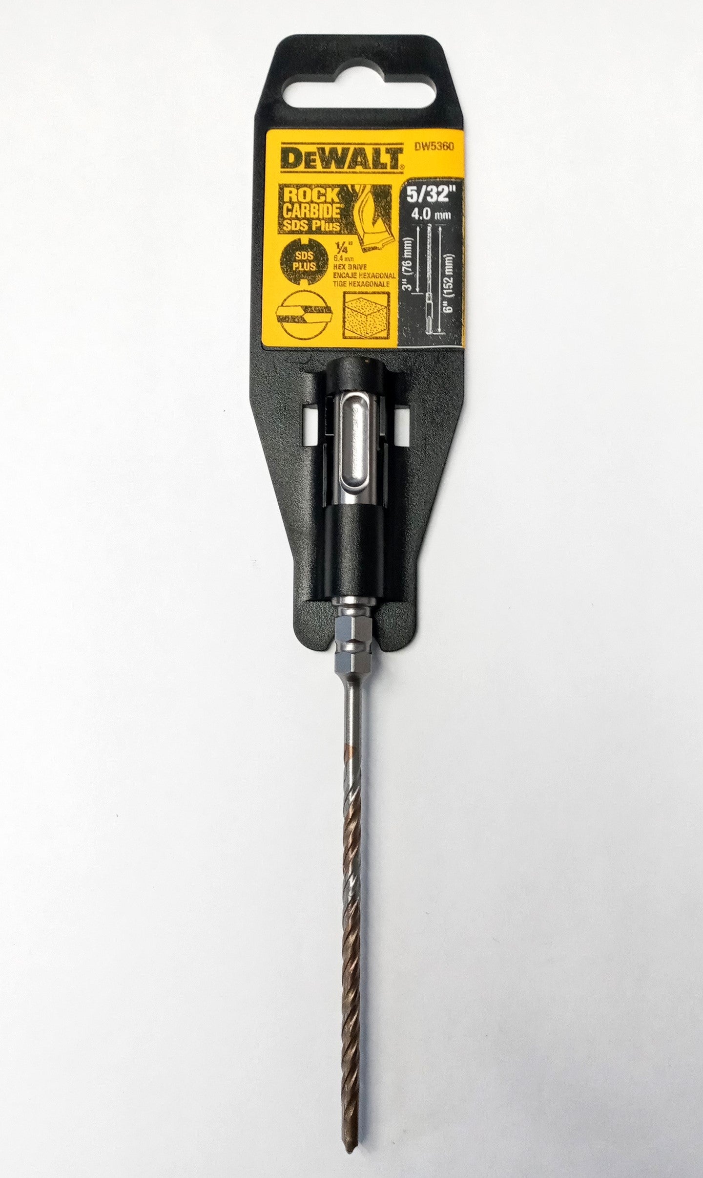DEWALT DW5360 5/32″ x 3″ x 6″ ROCK CARBIDE SDS Plus Hammer Drill Bit Hex Drive Online Sale