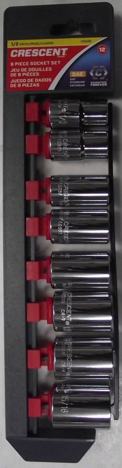 Crescent CSAS0 1/2″ Drive 8pc. 12pt Chrome SAE Standard Socket Set Hot on Sale