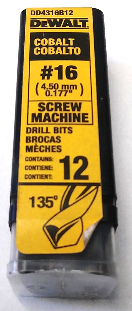 Dewalt DD4316B12 #16 Cobalt Screw Machine Drill Bits 12 Pack Germany Online Sale
