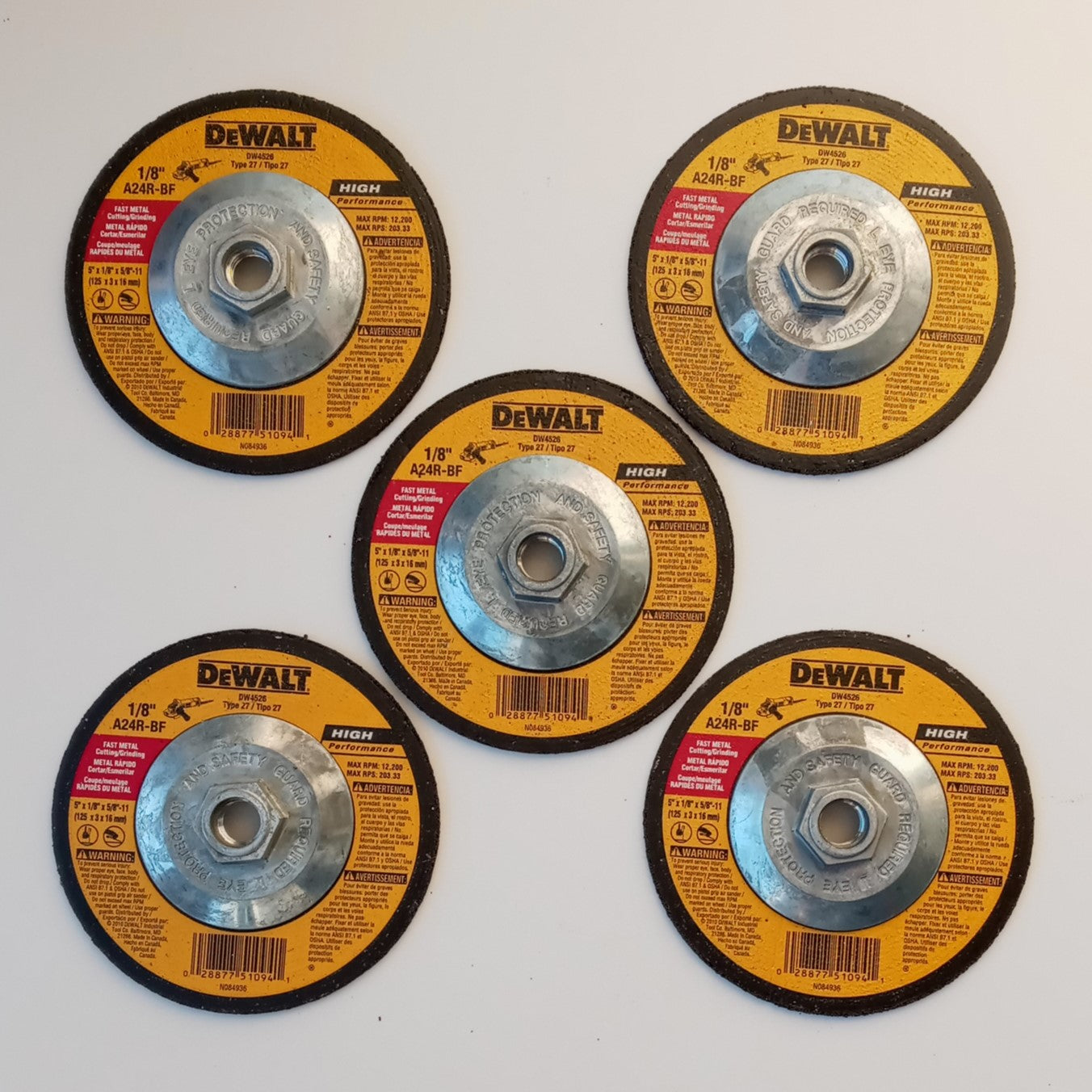 DeWalt DW4526 5″ x 1/8″ x 5/8″-11 Metal Cutting/Grinding Wheels 5pcs Hot on Sale