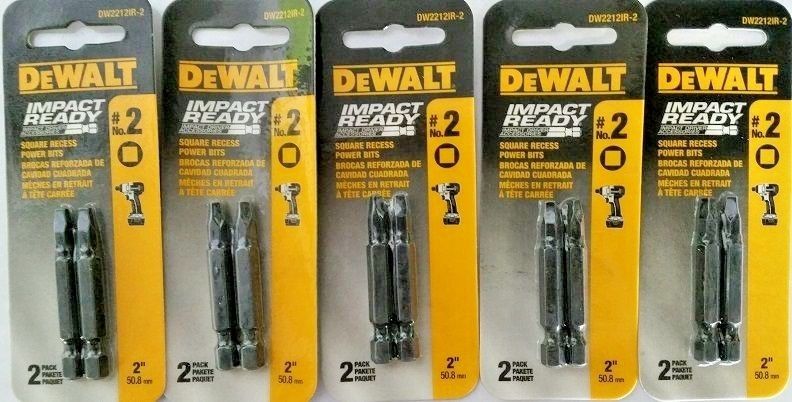 DeWalt DW2212IR-2 #2 Square Recess Bit Tip Impact Ready (5) Packs of 2 Sale