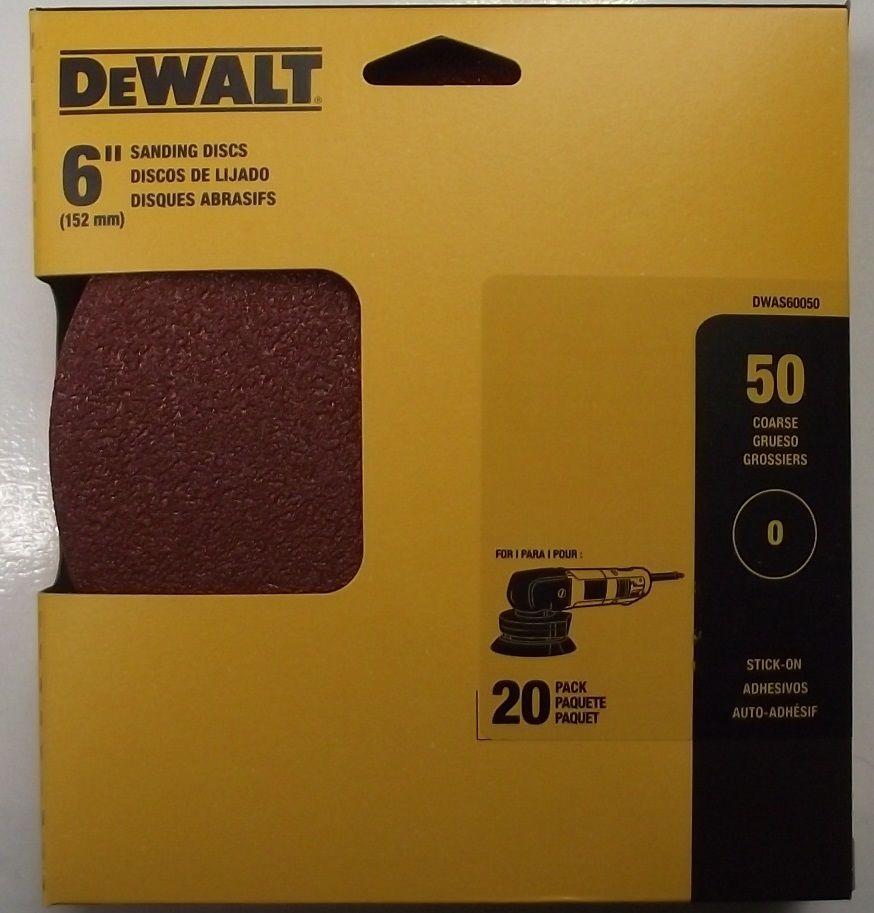 Dewalt DWAS60050 6″ 50 Grit Sanding Discs No Hole Stick-on 20pk on Sale
