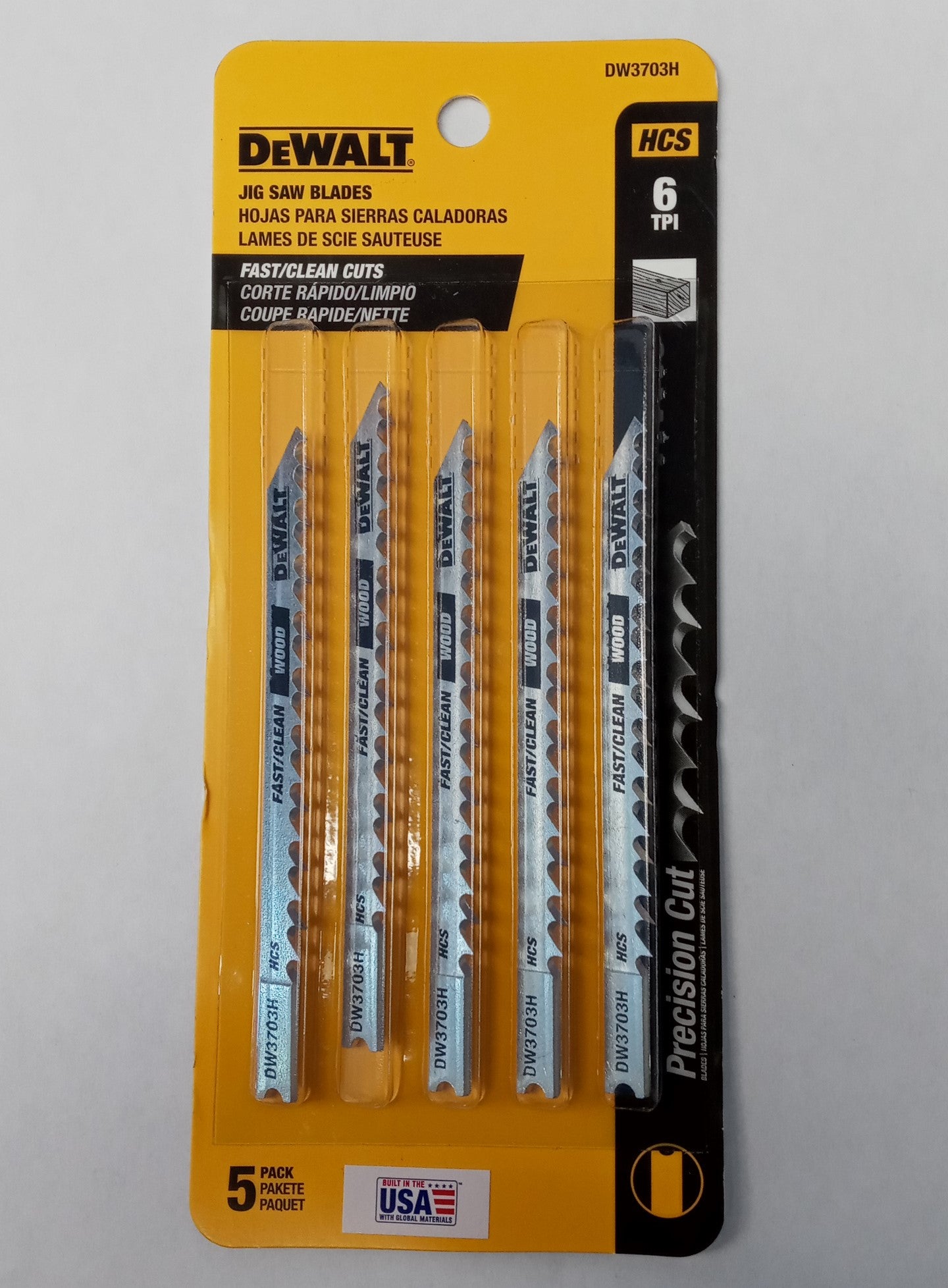 DeWalt DW3703H Clean Cut Wood Jig Saw Blades 5-pack 6 TPI HCS USA Sale