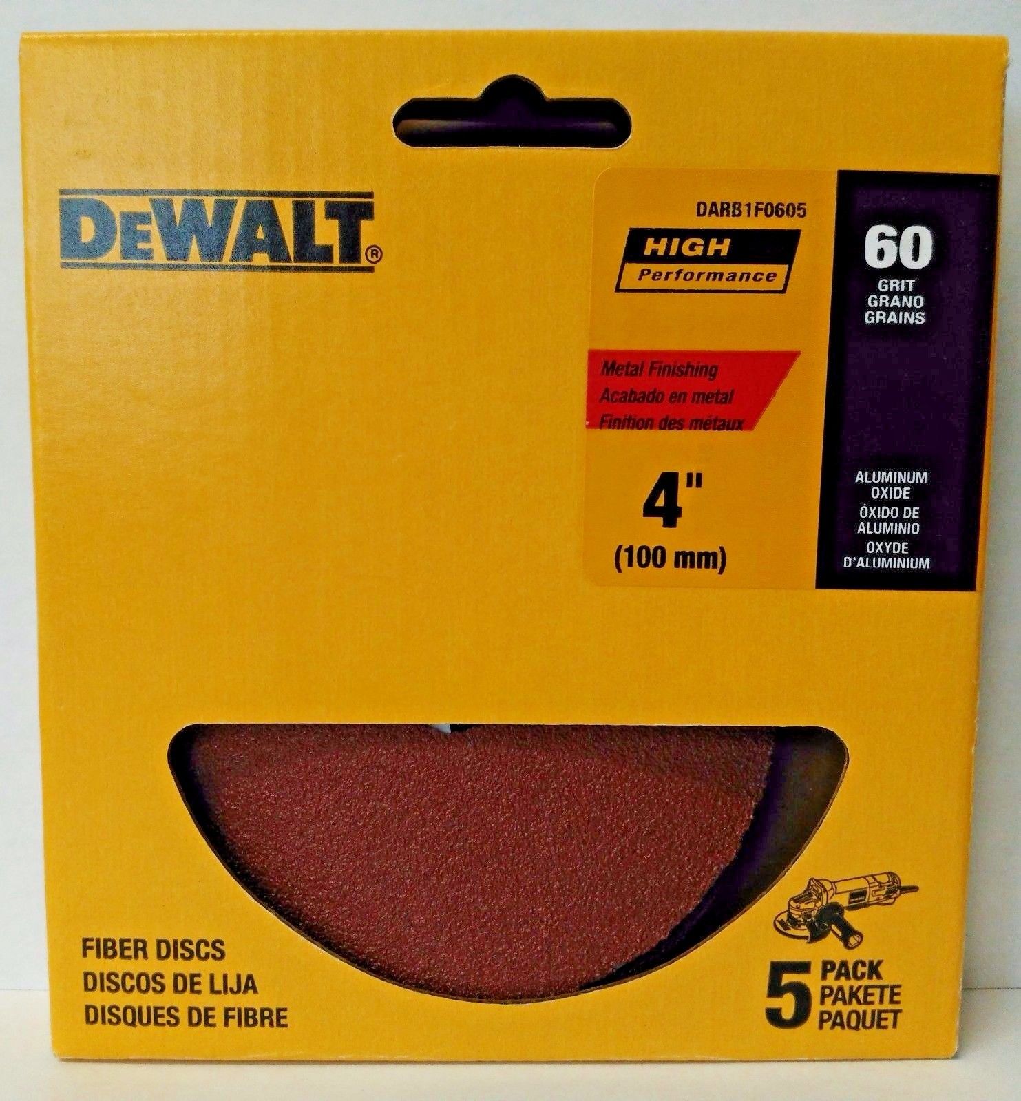 Dewalt DARB1F0605 4″ 60 Grit Aluminum Oxide Fiber Sanding Discs 5 Pack Fashion