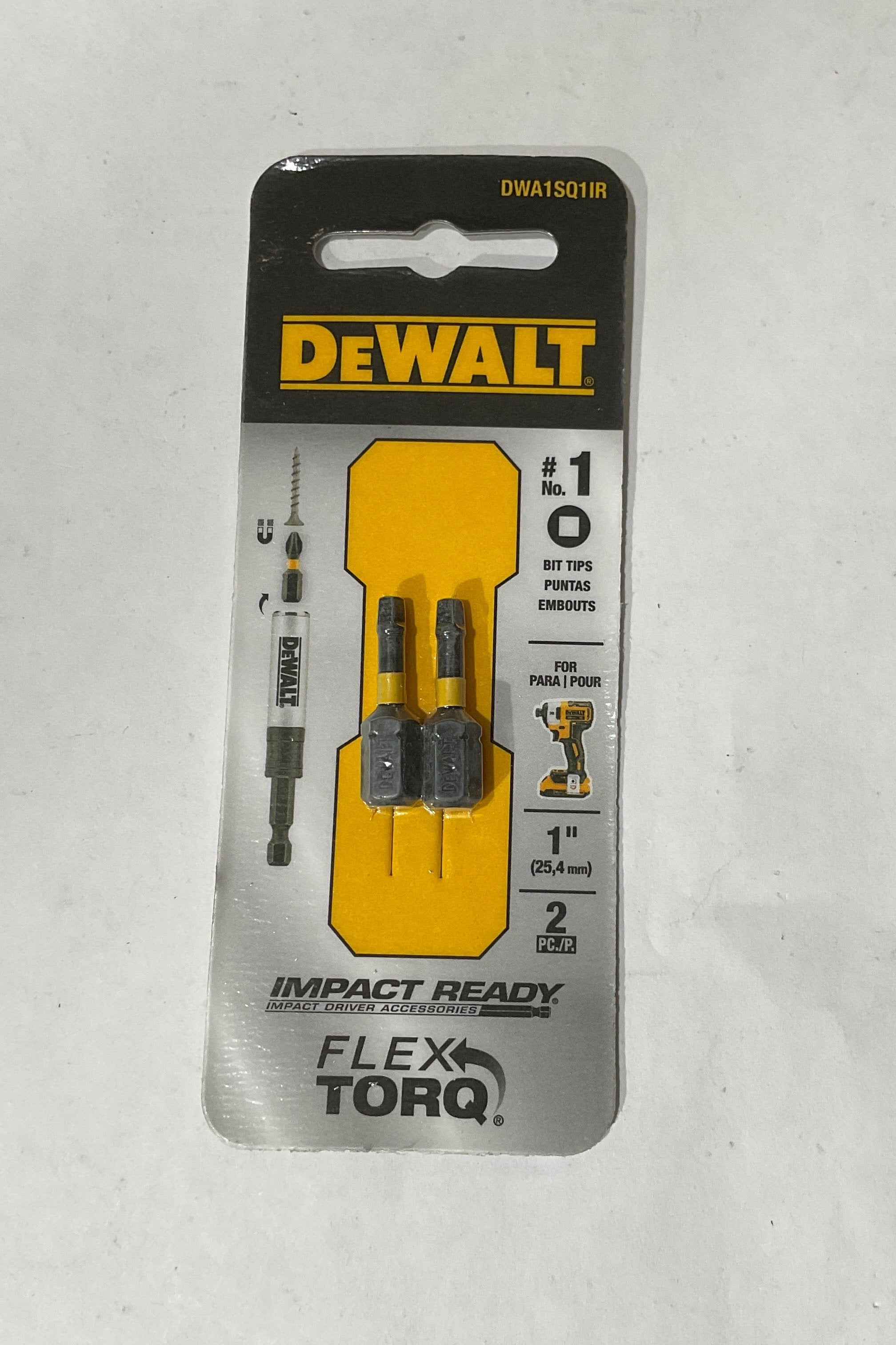 DeWalt DWA1SQ1IR #1 Square FlexTorq Bit Tip 2pk #I-53 on Sale