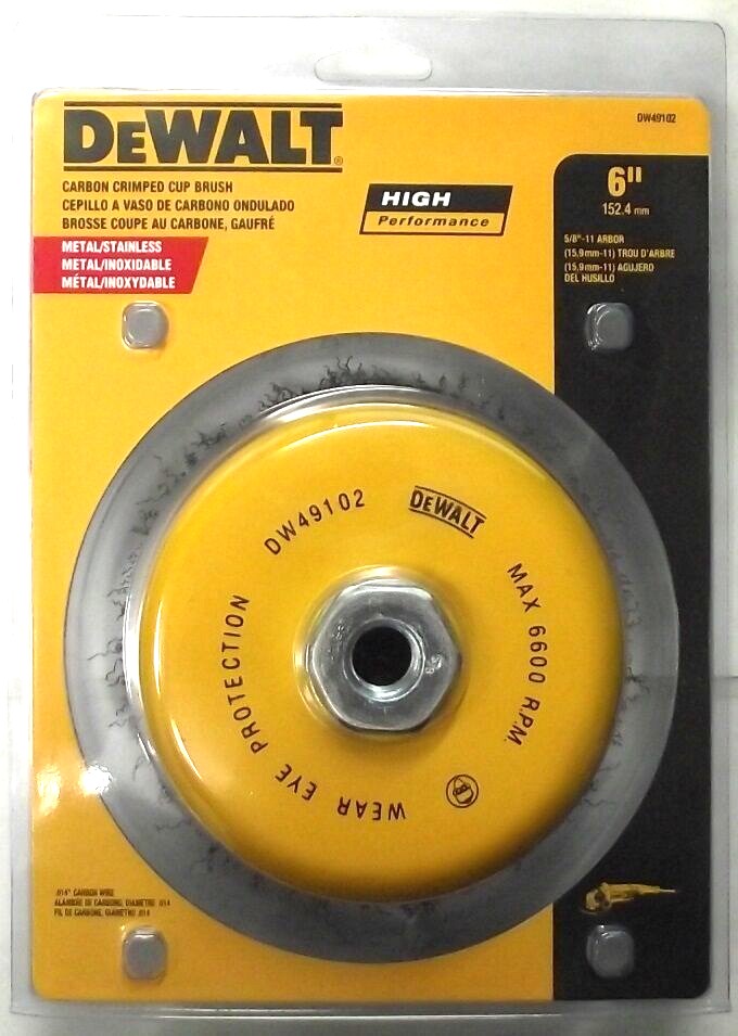 DEWALT DW49102 6″ x 5/8″ – 11 High Performance .014 Carbon Crimp Wire Cup Brush Hot on Sale