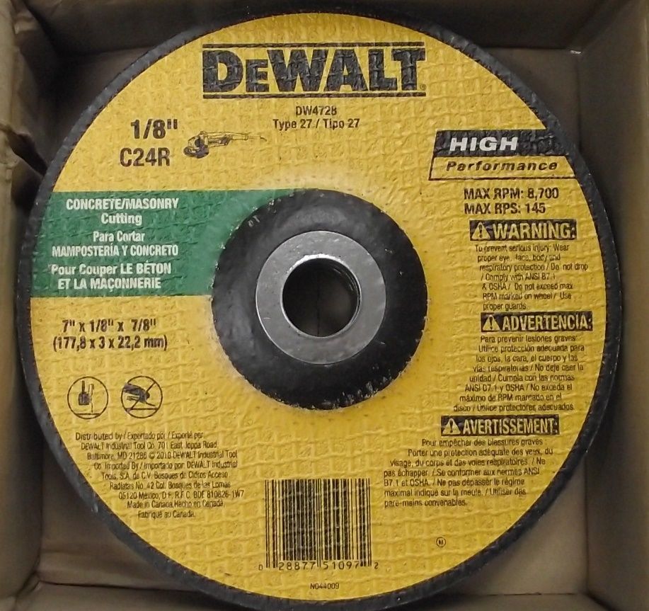 DeWalt DW4728 7″x 1/8″ x 7/8″  Concrete Masonry Cutting Wheel Blade 10pcs. on Sale
