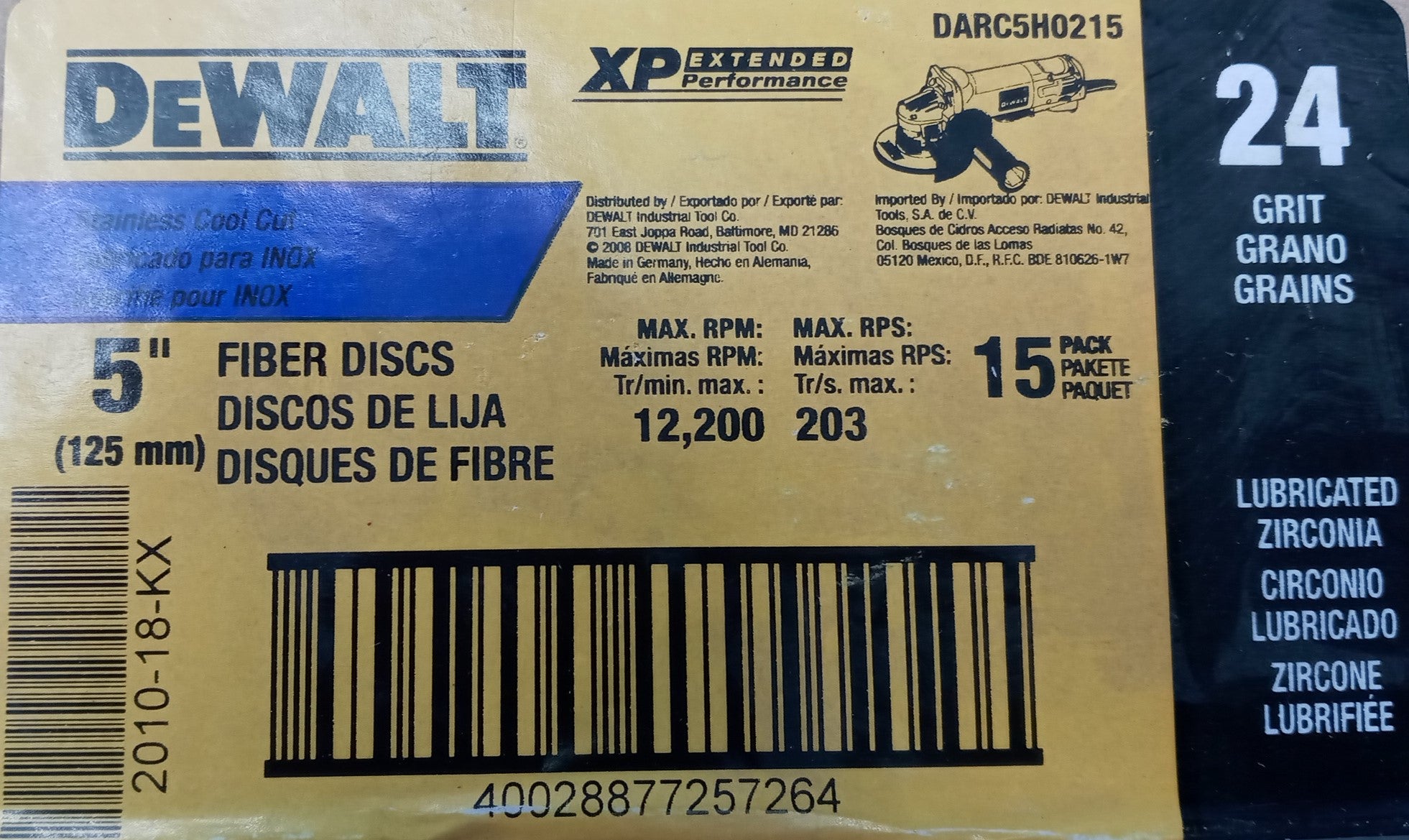 Dewalt DARC5H0215 Stainless Cool Cut Fiber Discs 5″ 24grit 15-pack Hot on Sale