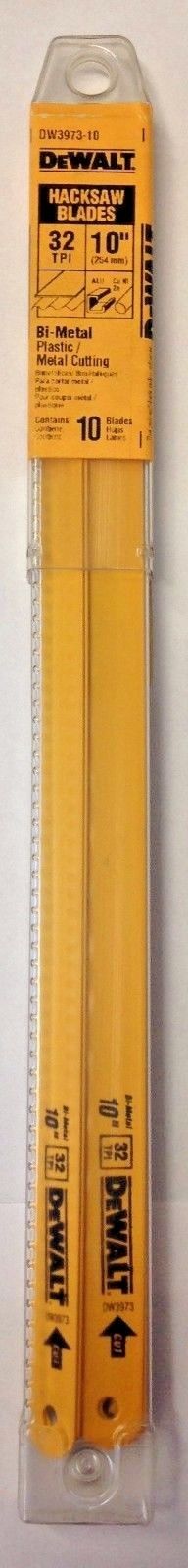 Dewalt DW3973-10 10″ x 32 TPI Bi-Metal Plastic/Metal Cutting Hacksaw Blades USA Sale