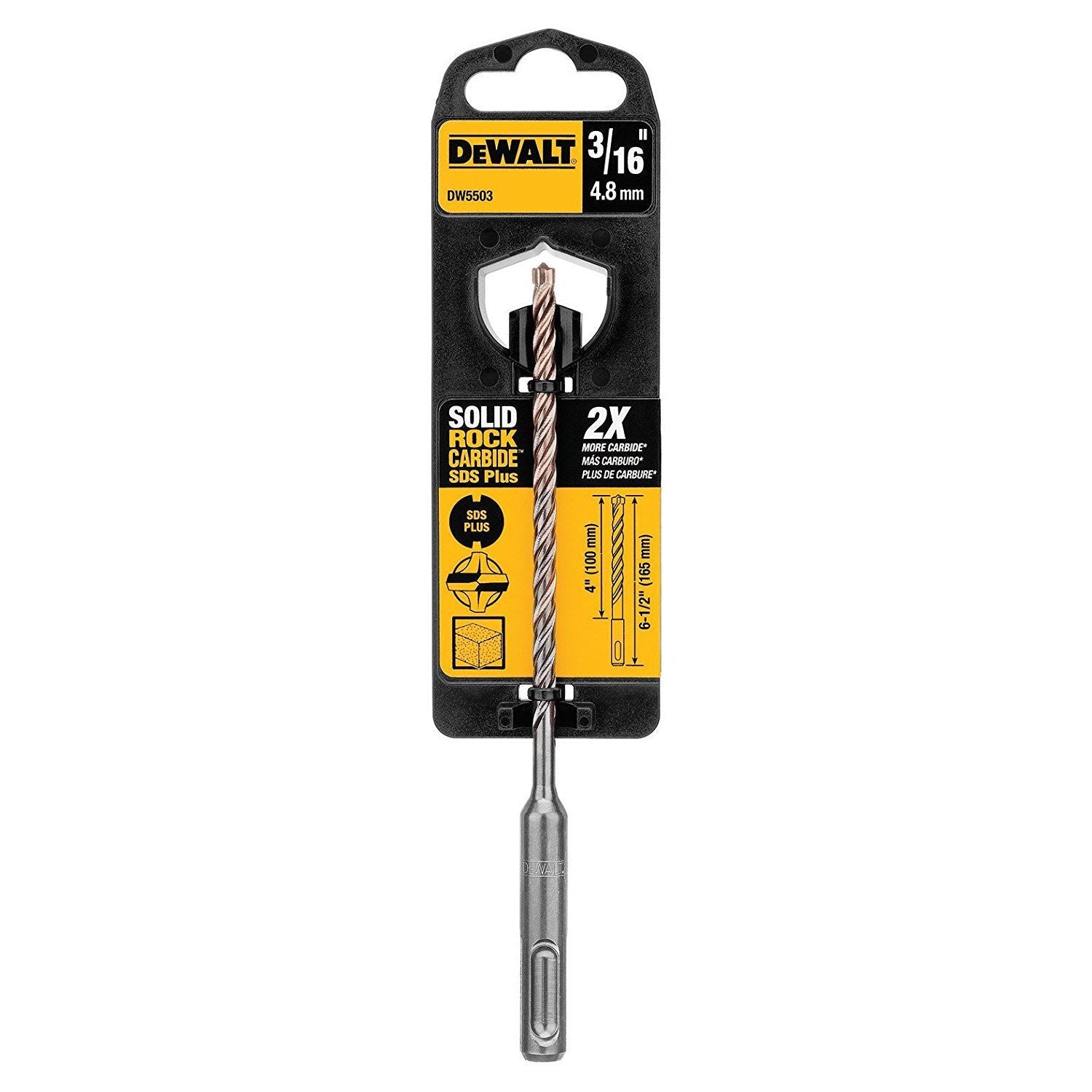 DeWalt DW5503 3/16″ x 4″ x 6-1/2″ Solid Rock Carbide SDS Plus Drill Bit Supply