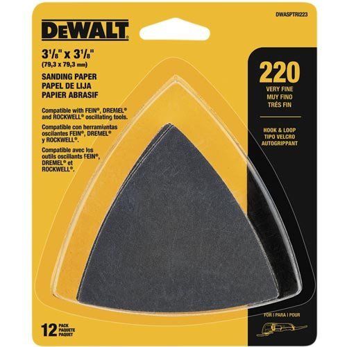 DeWalt DWASPTRI223 3-1/8″ x 3-1/8″ H&L 220 Grit Sanding Paper 2 (12) Packs Discount